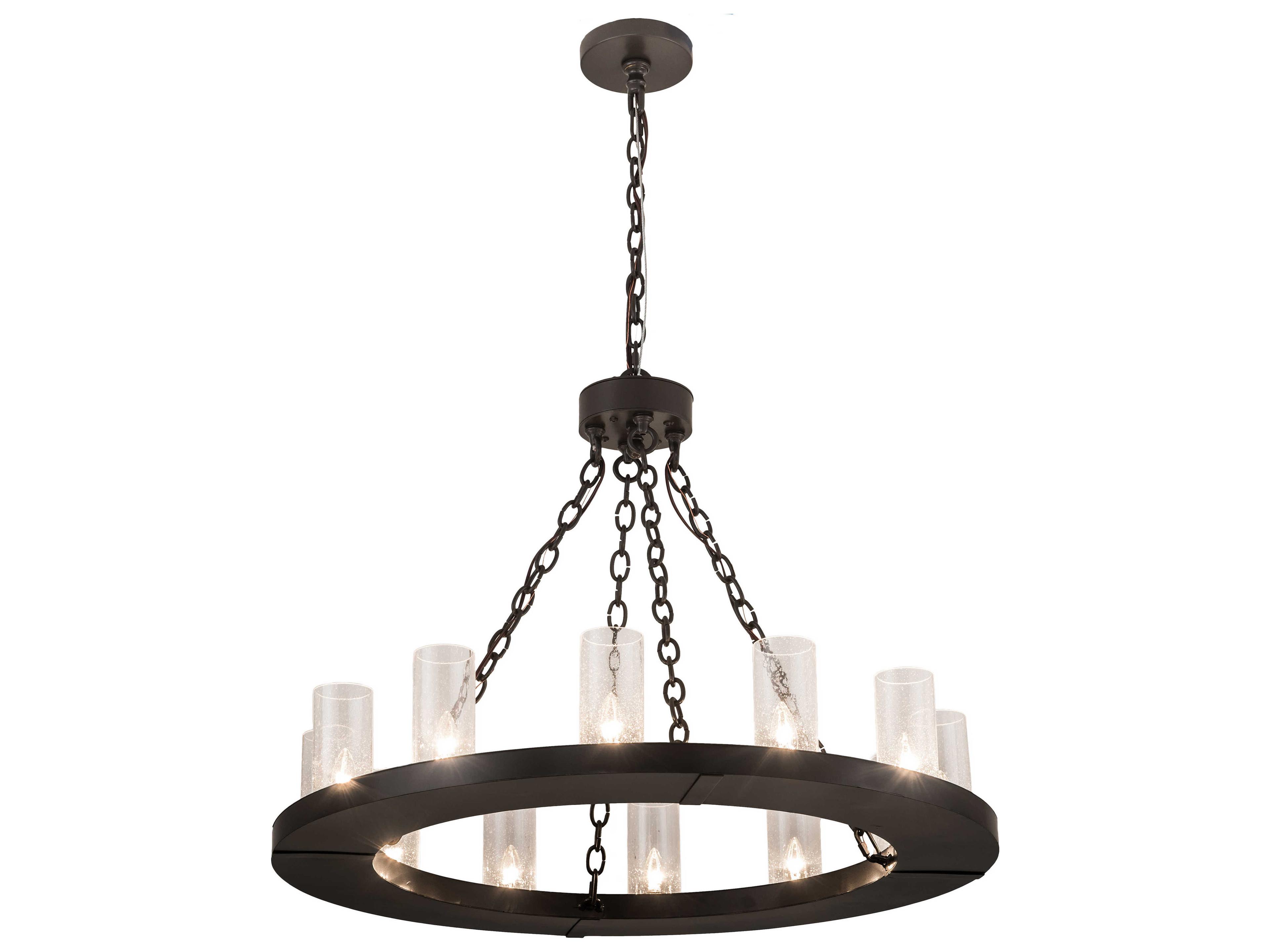 Meyda Loxley 12-Light Black Glass Cylinder Chandelier