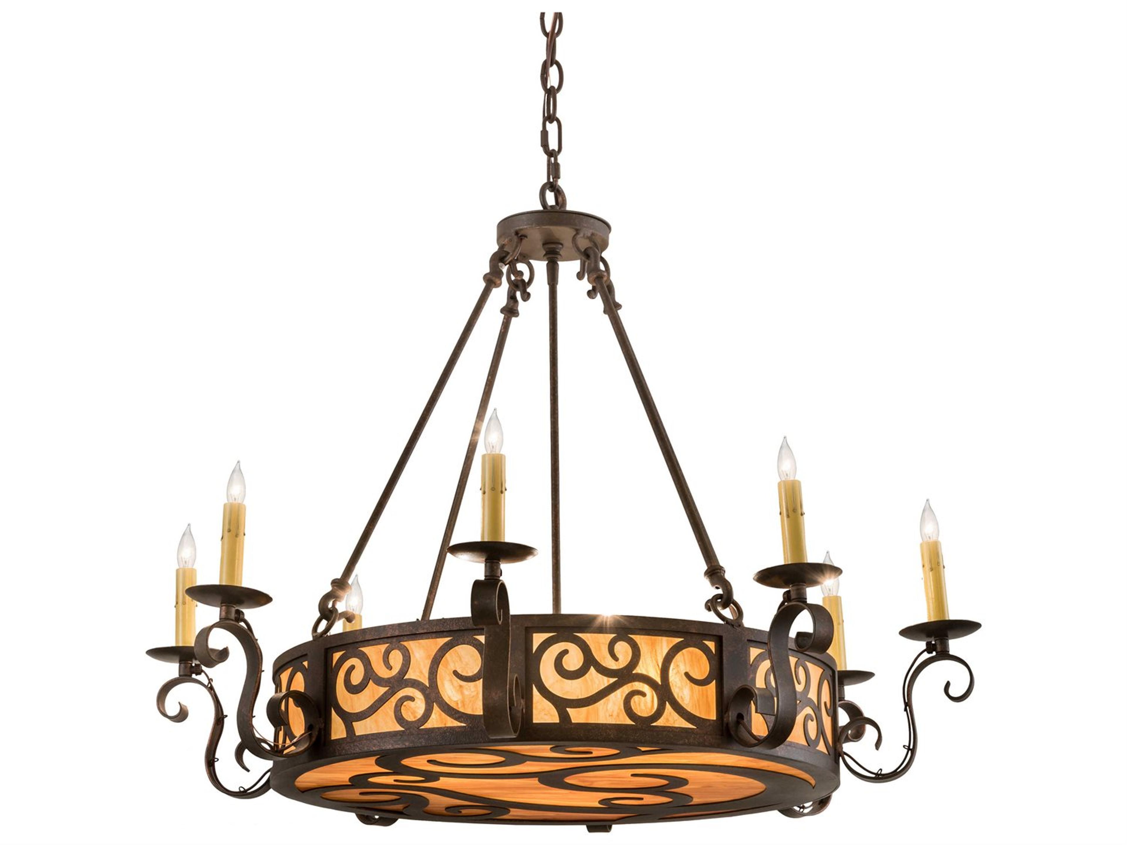 Meyda Delano 3 8 Copper Glass Empire Tiered Chandelier