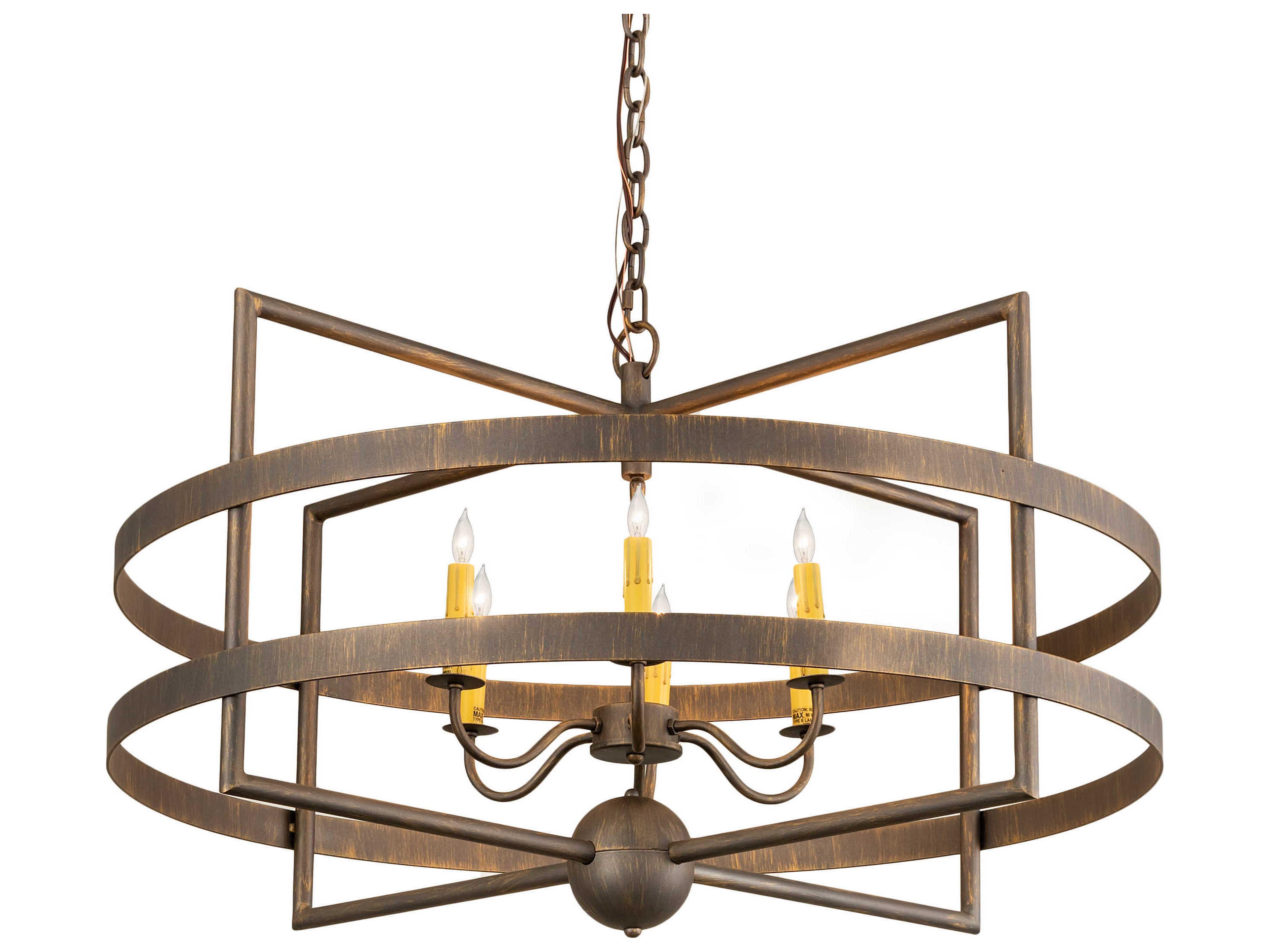 Meyda Aldari 6-Light Brass Candelabra Geometric Chandelier