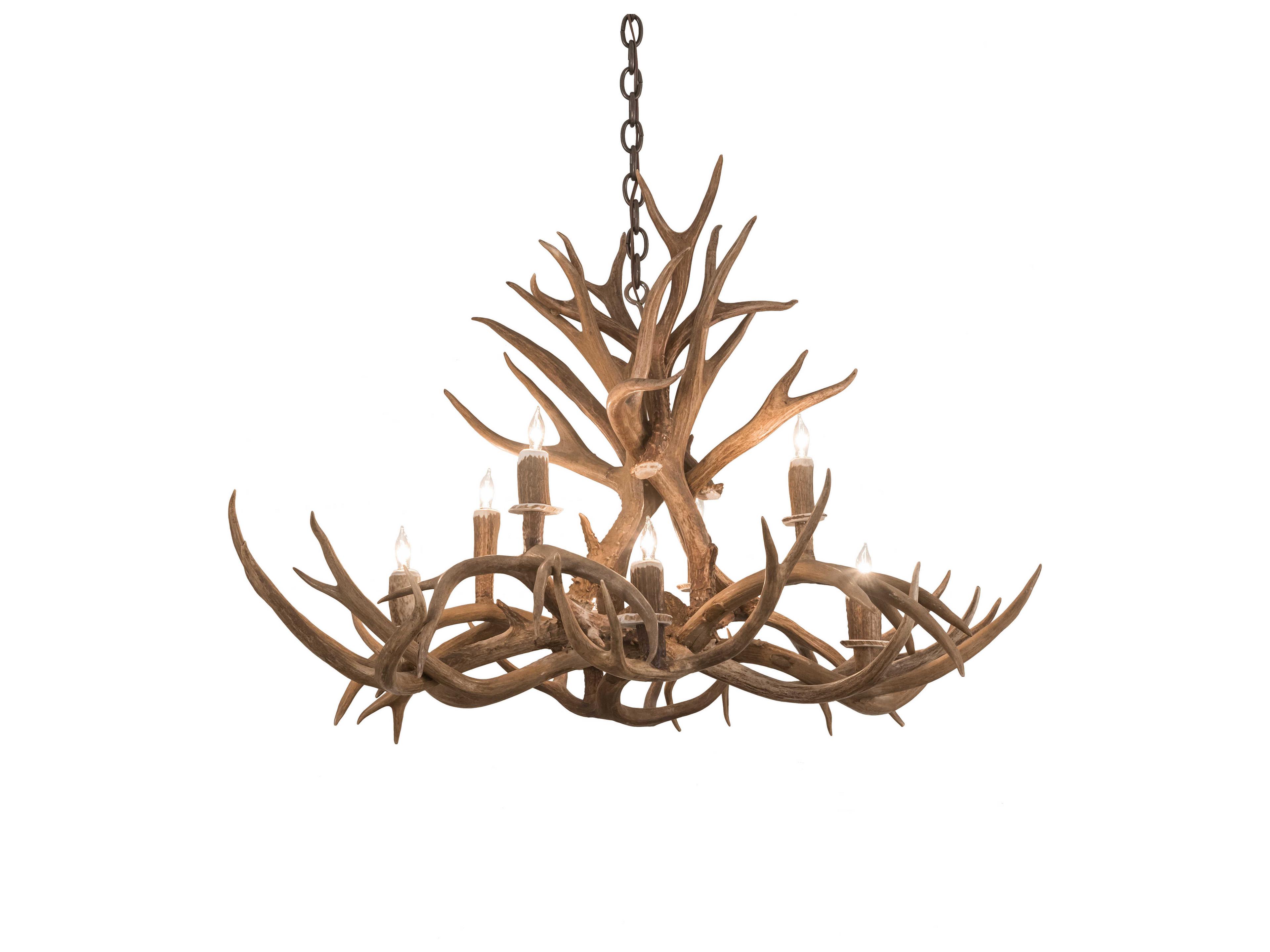 Meyda Antlers 8-Light Copper Candelabra Lantern Chandelier
