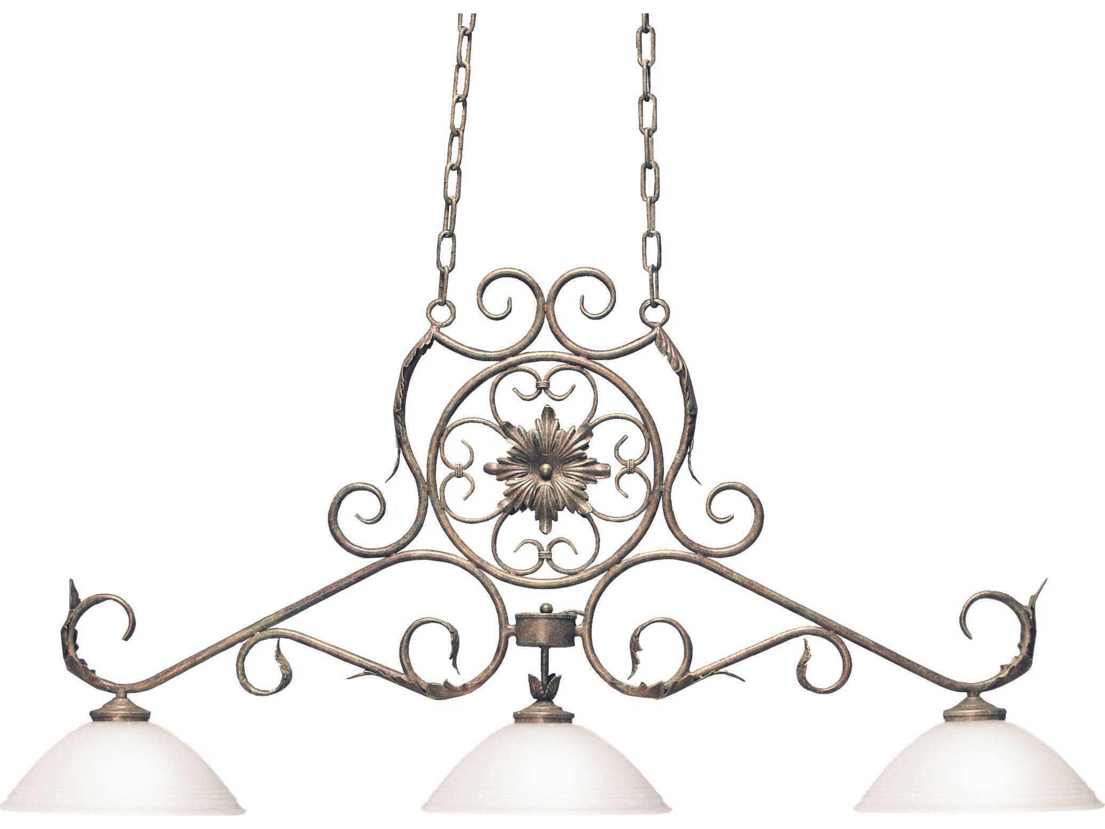 Meyda Christabel 3-Light Cortez Gold White Glass Bowl Island Pendant