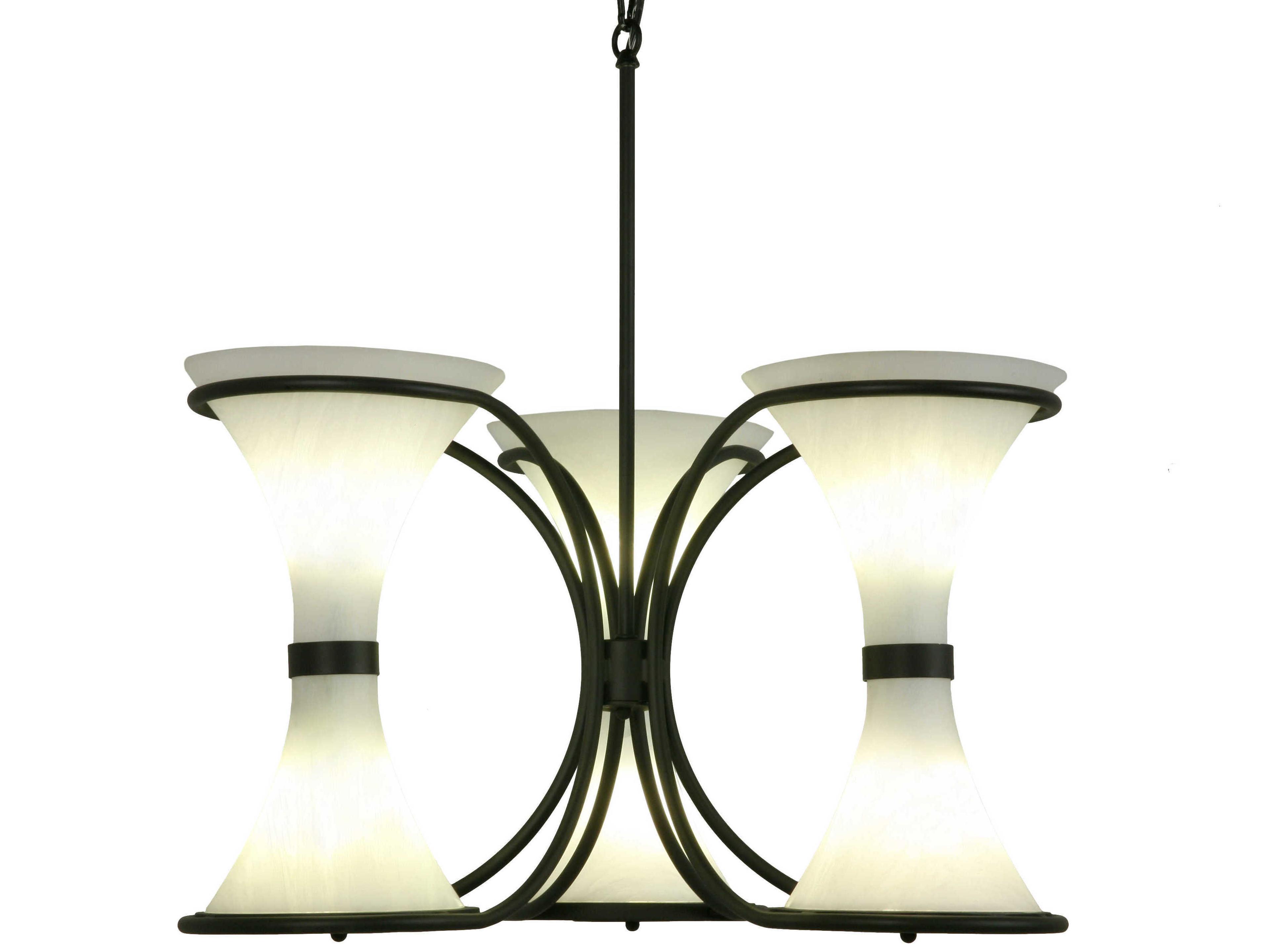 Meyda Chronos 3-Light Black White Geometric Chandelier