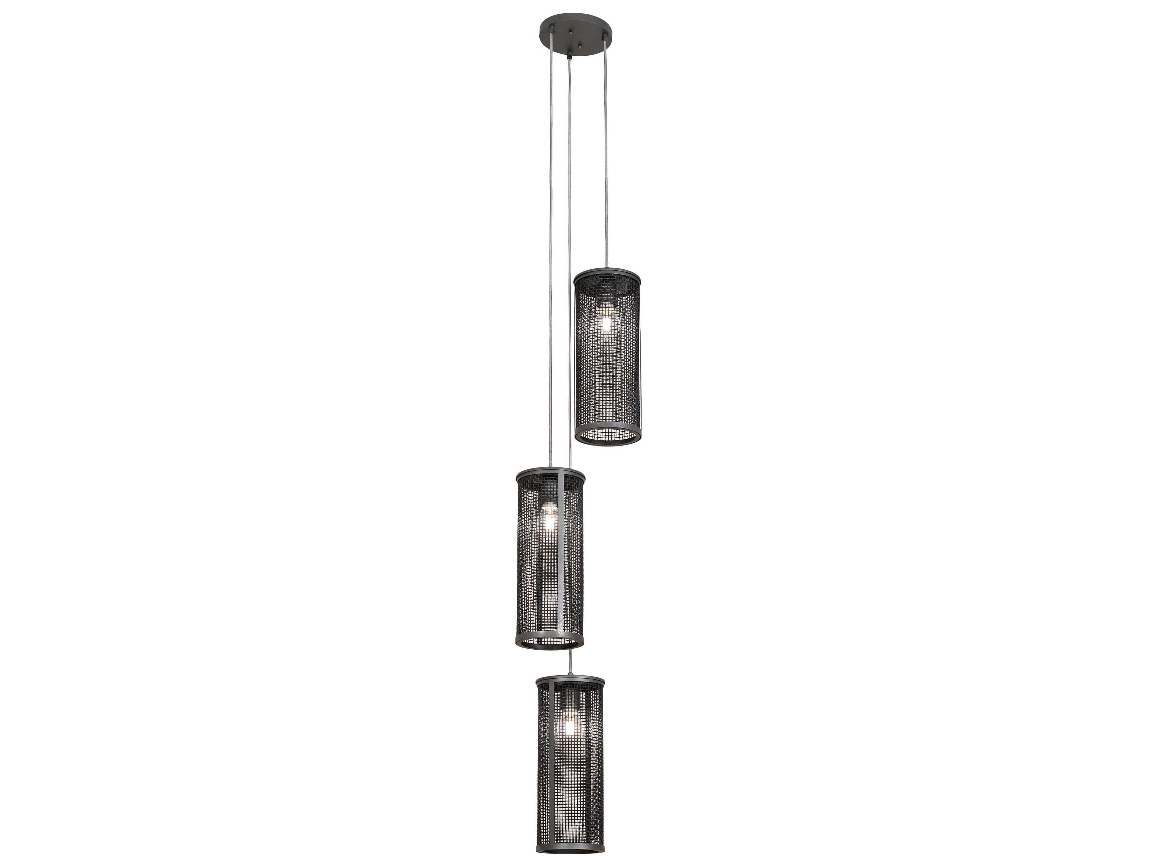 Meyda Cilindro 3-Light Black Grey LED Cylinder Mini Pendant