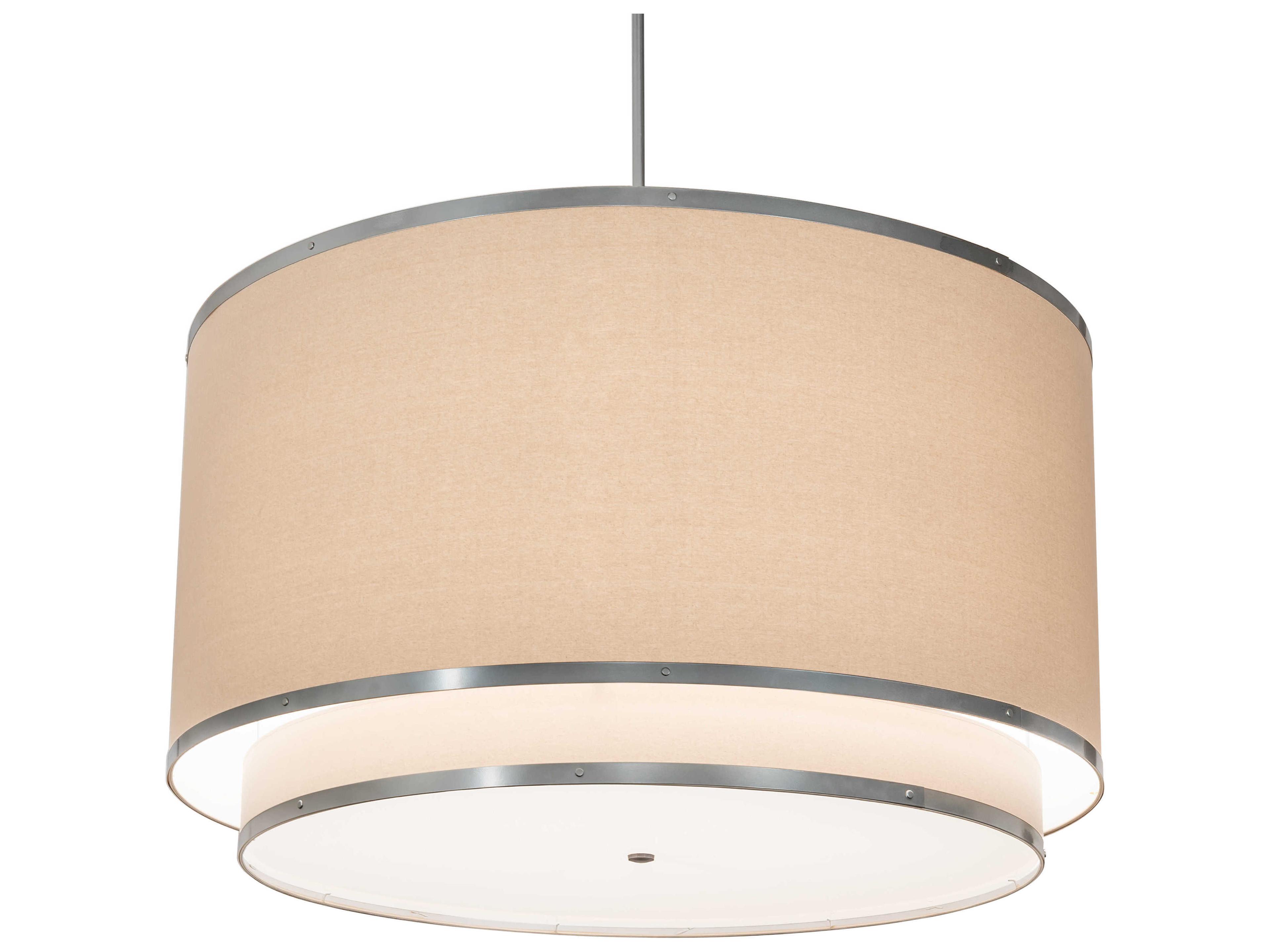 Meyda Cilindro 8-Light Nickel Off White LED Drum Pendant