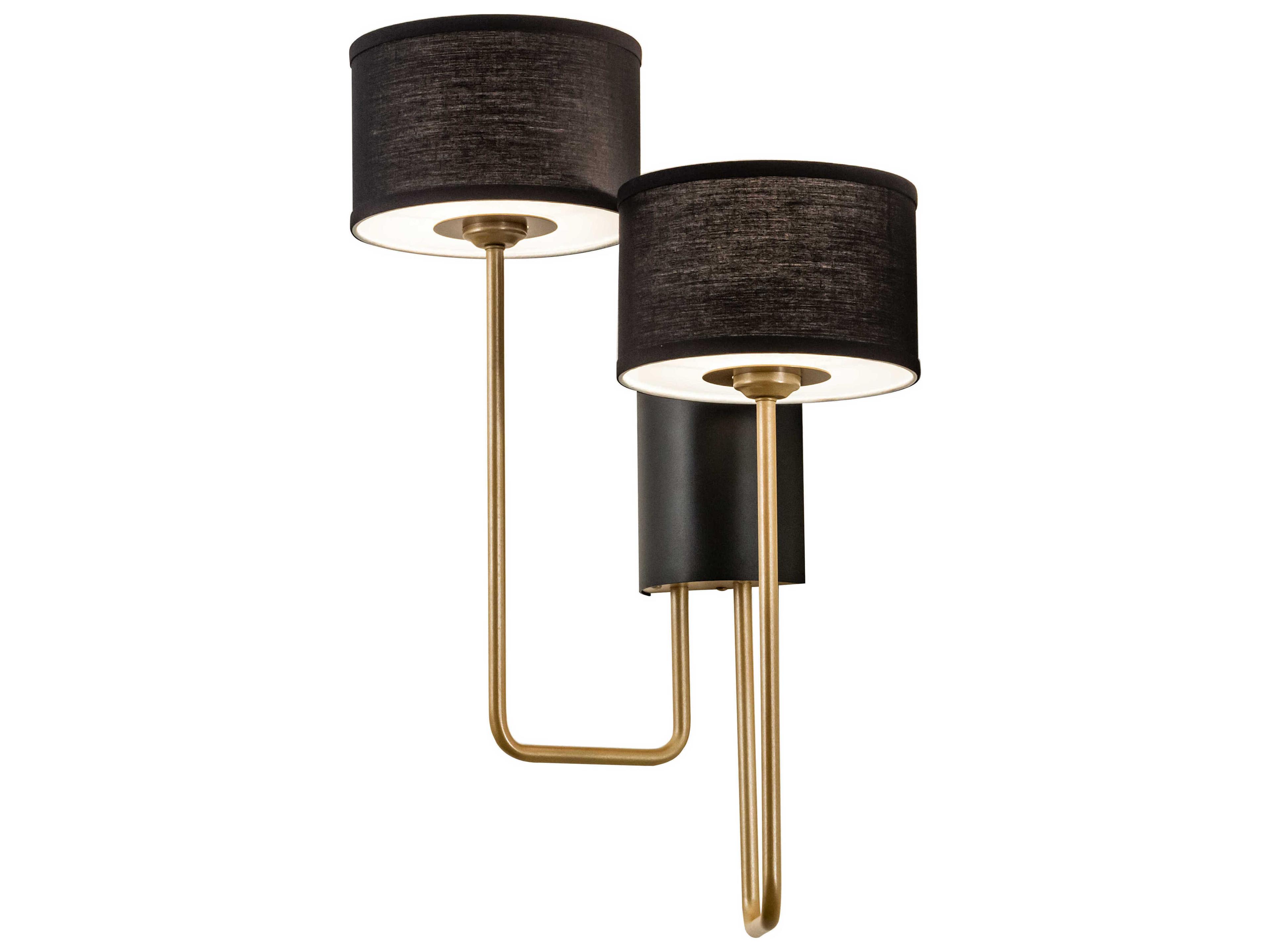 Meyda Cilindro 2-Light Champagne Metallic Textured Black Gold LED Wall Sconce