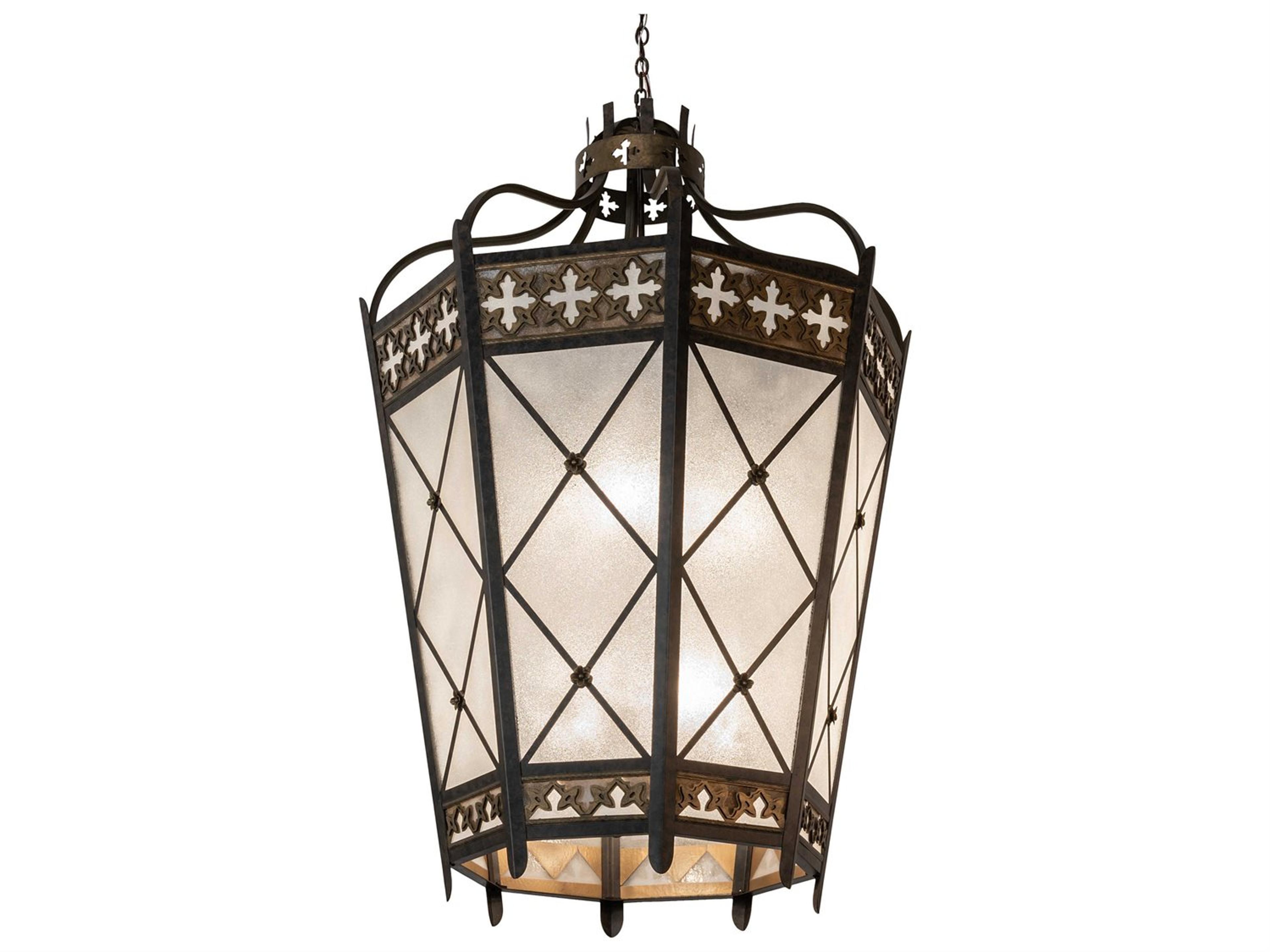 Meyda Citadel 8-Light Gold Glass Pendant