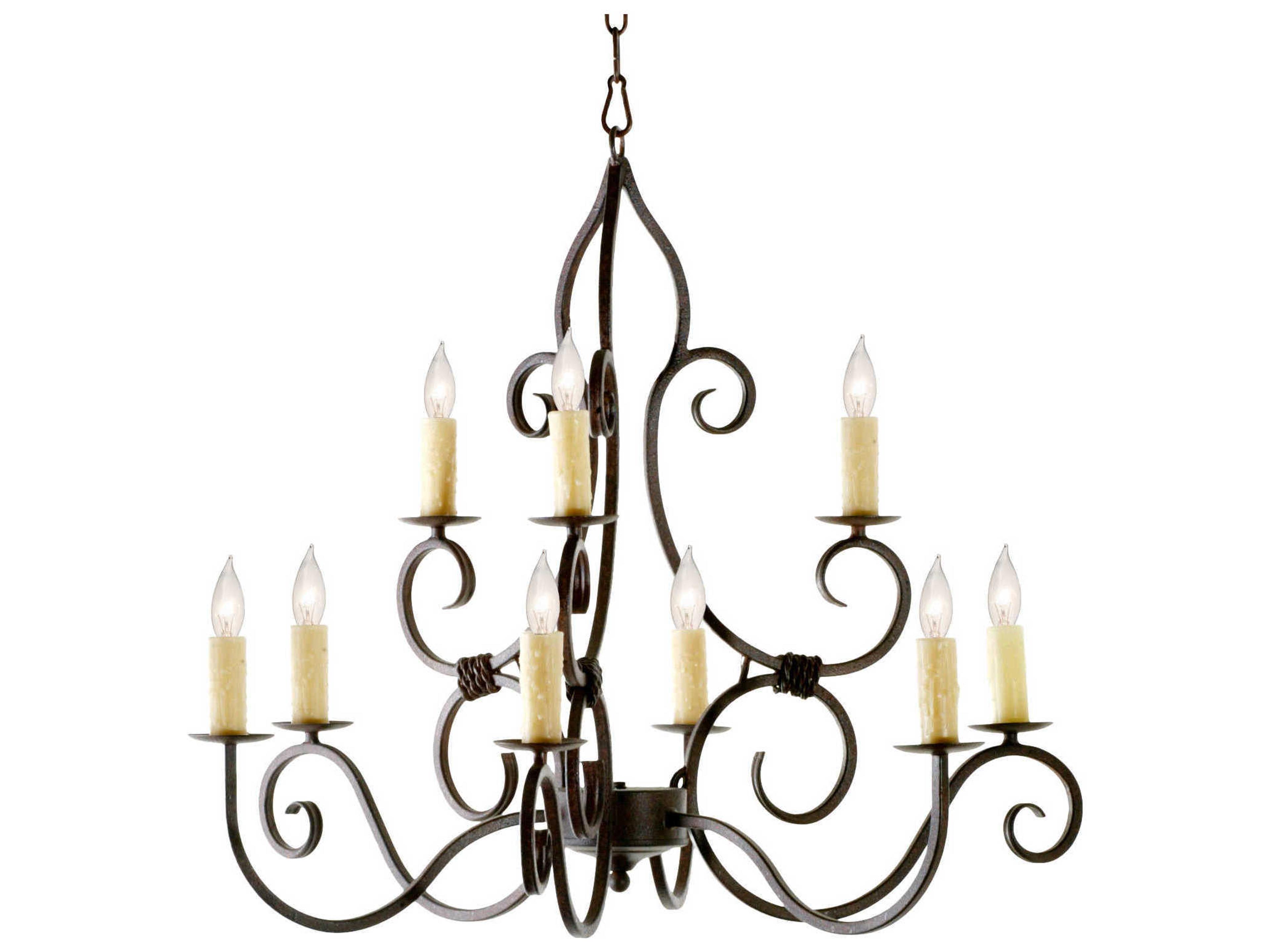 Meyda Clayton 9-Light Cajun Spice Brown Candelabra Tiered Chandelier