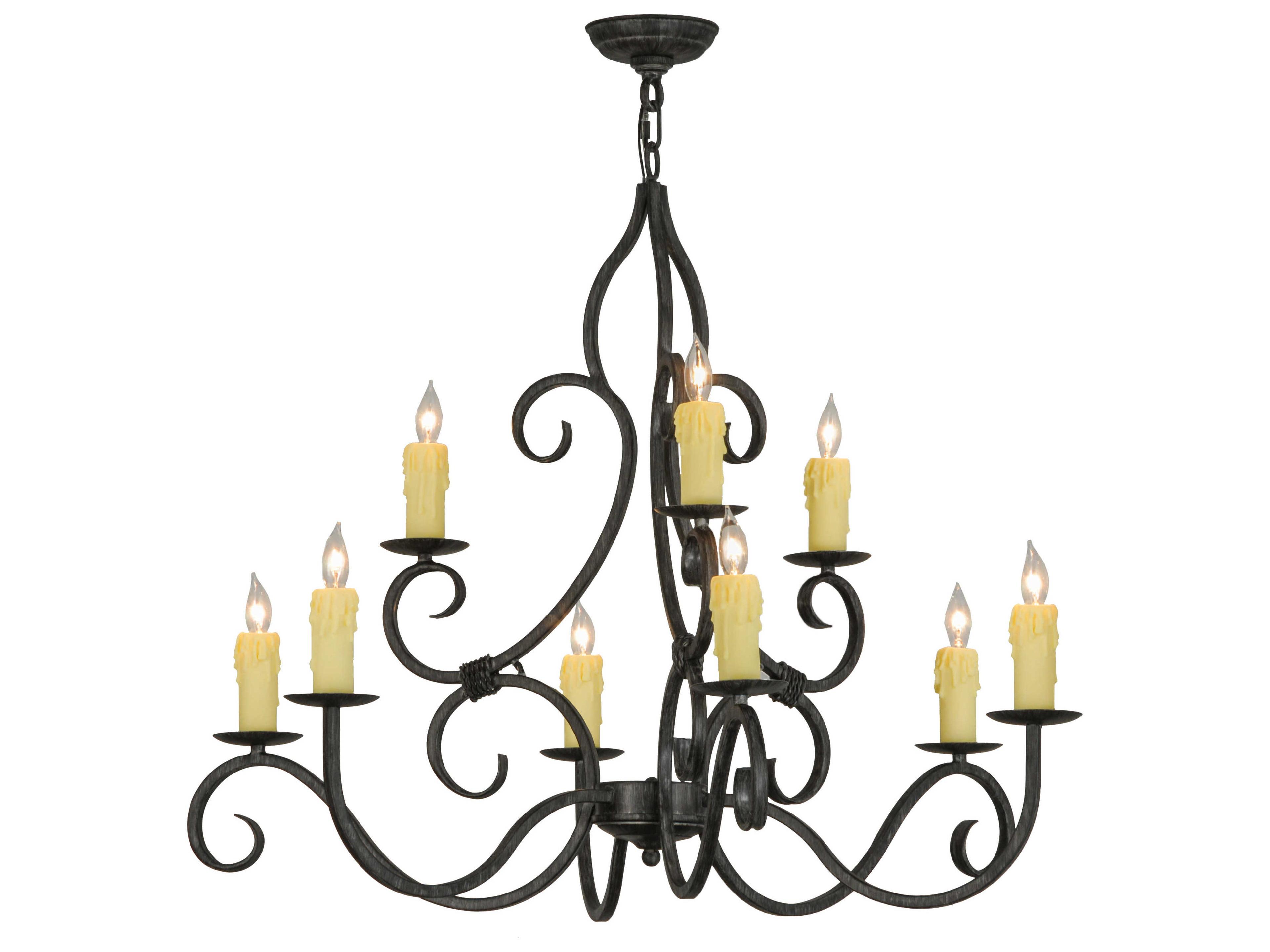 Meyda Clayton 9-Light Cajun Spice Gray Candelabra Chandelier