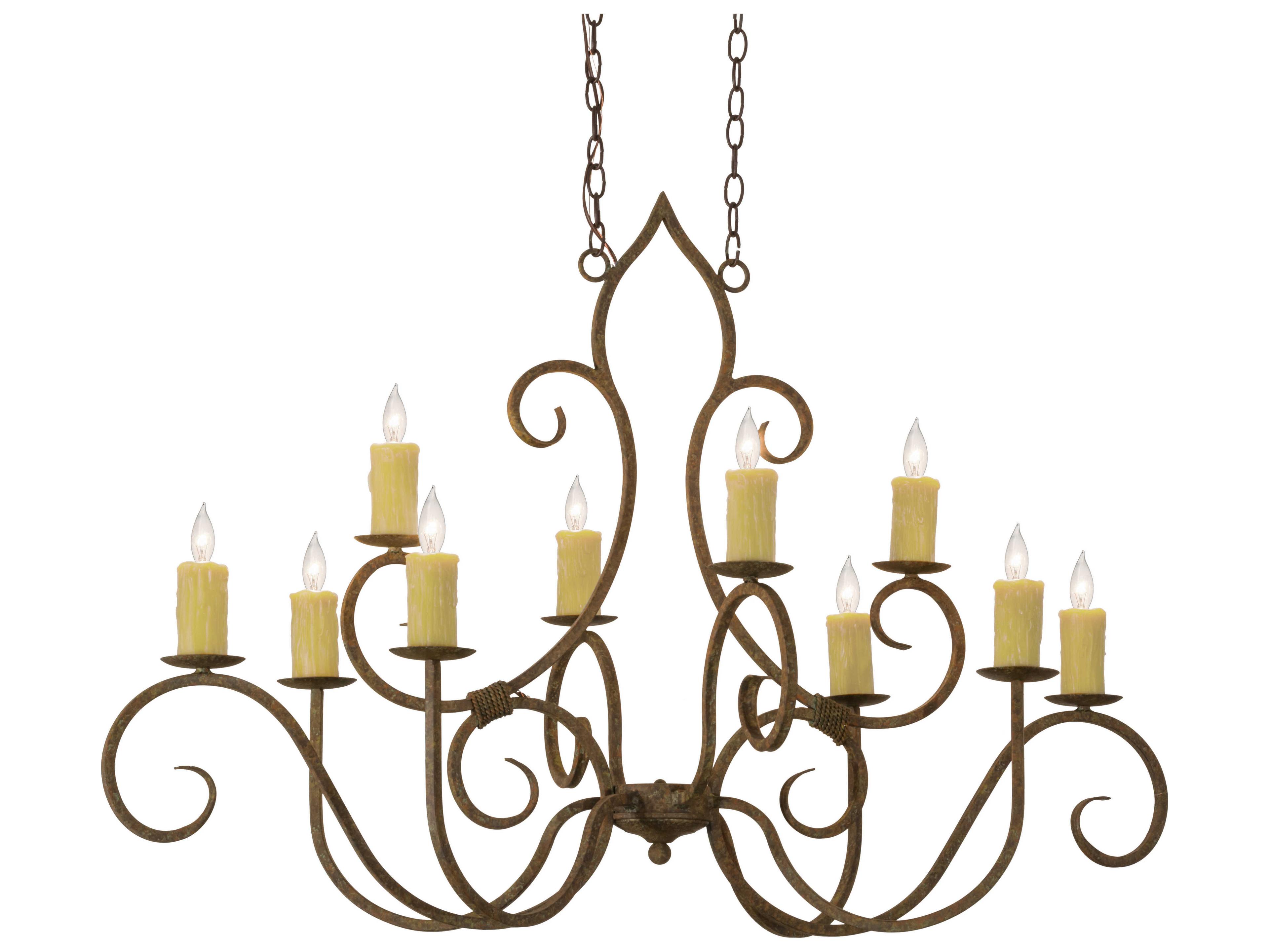 Meyda Clifton 10-Light Organic Rust Brown Candelabra Tiered Chandelier
