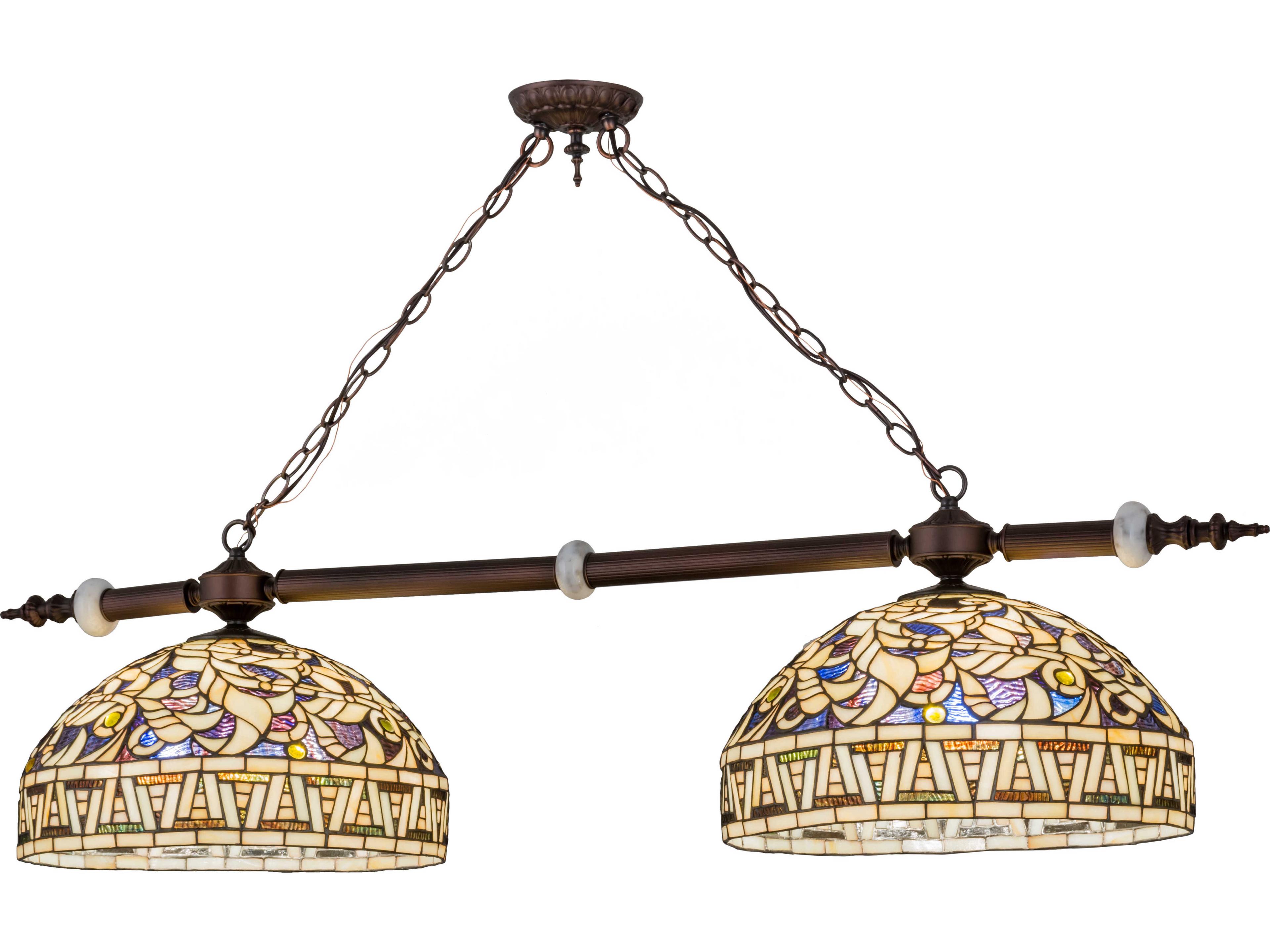 Meyda Cockatoo Feathers 6-Light Beige Yellow Tiffany Bowl Pendant