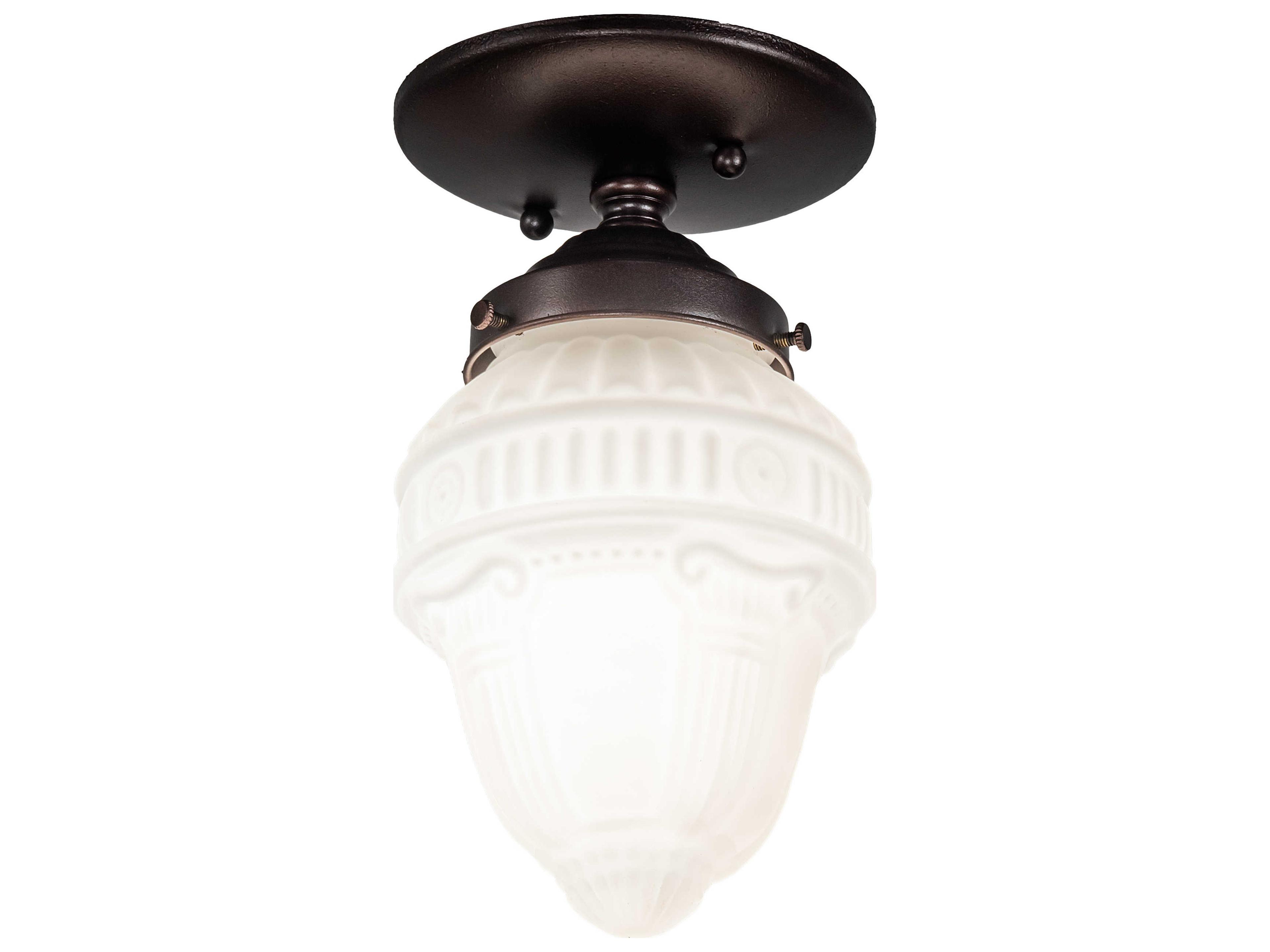 Meyda Colonnade 1-Light Mahogany Bronze Glass Flush Mount