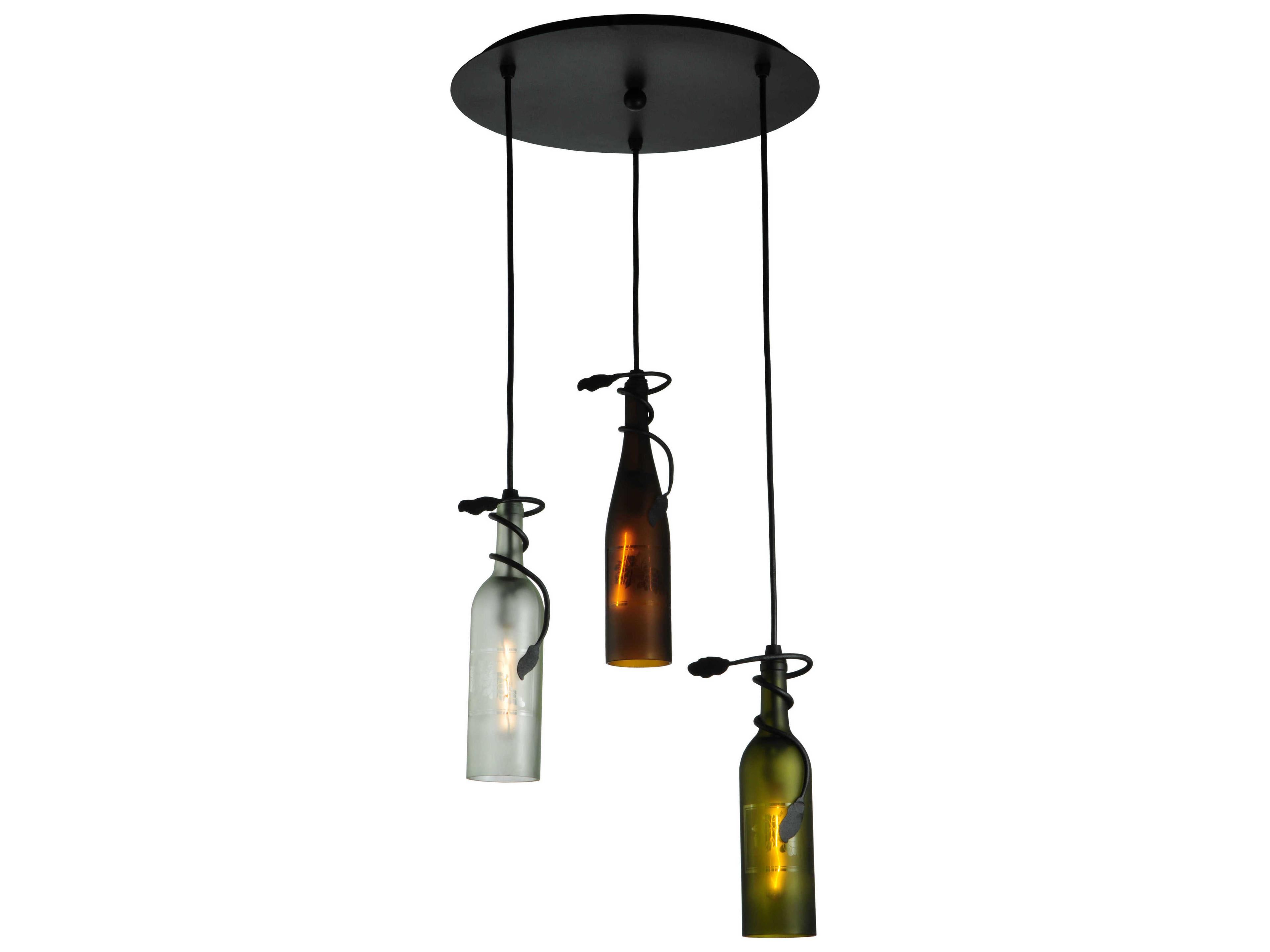 Meyda Tuscan Vineyard 3-Light Black Glass Flush Mount