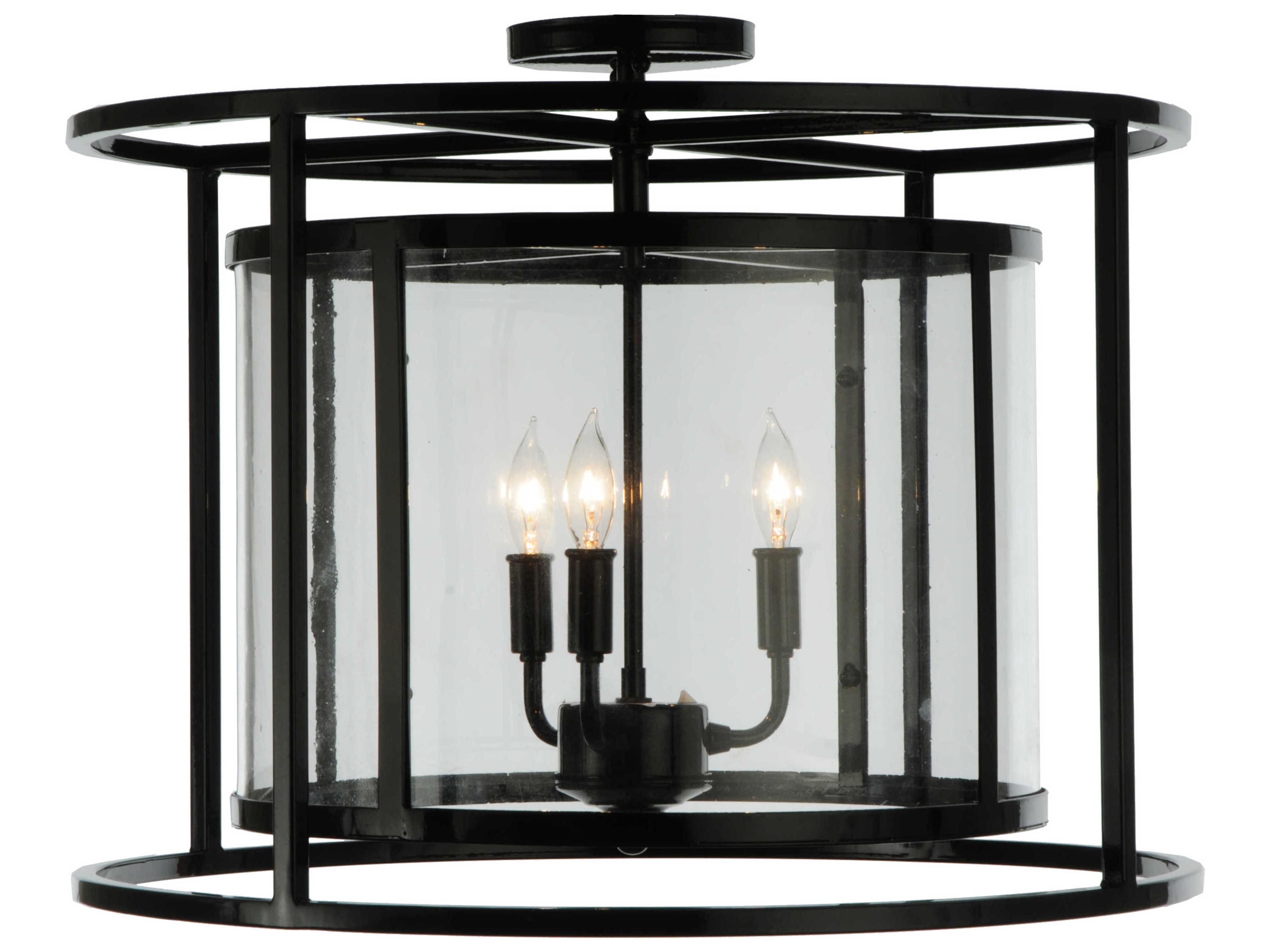 Meyda Contemporary 3-Light Black Drum Flush Mount