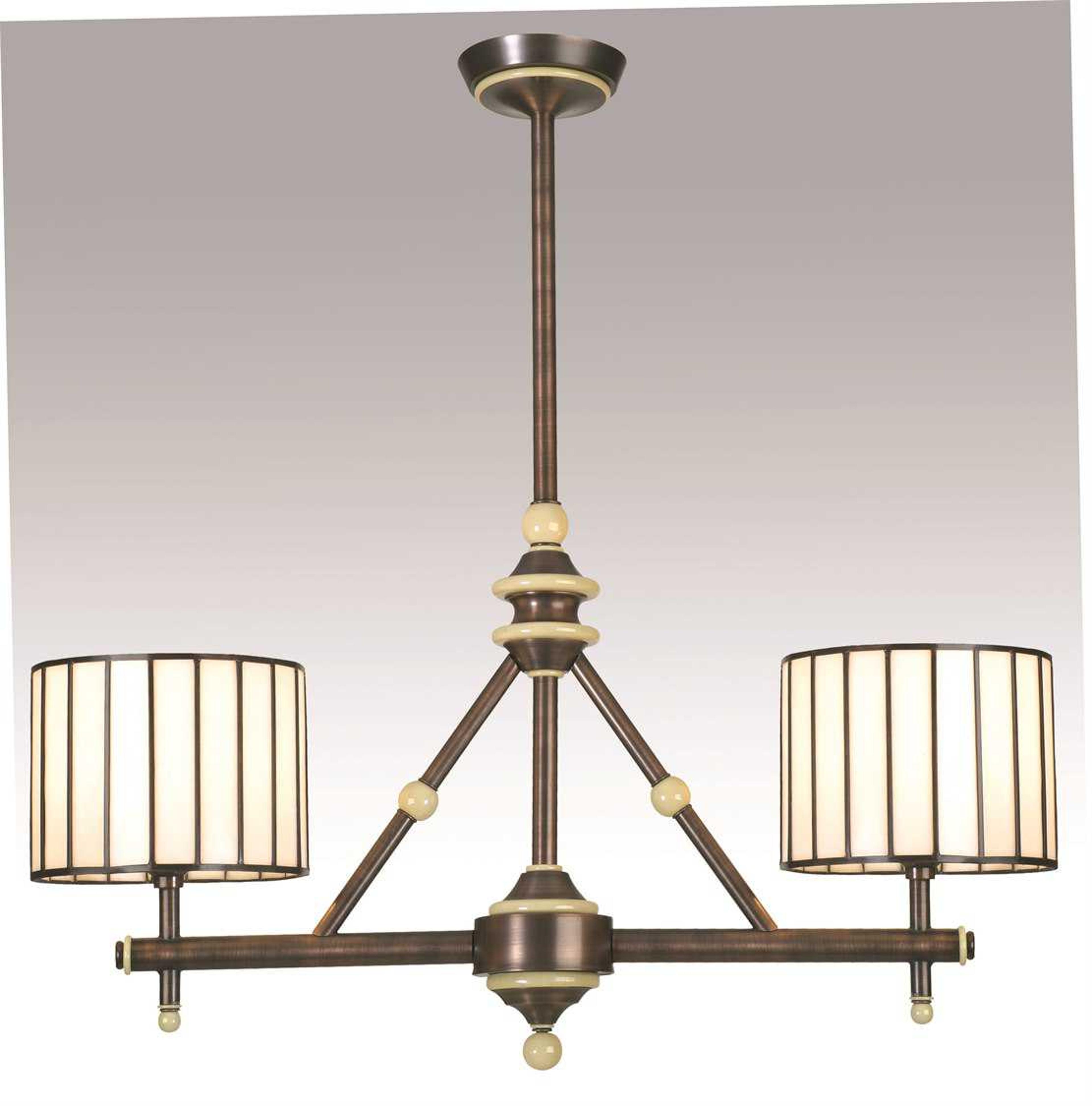 Meyda Contemporary 2-Light Bronze Glass Drum Island Pendant