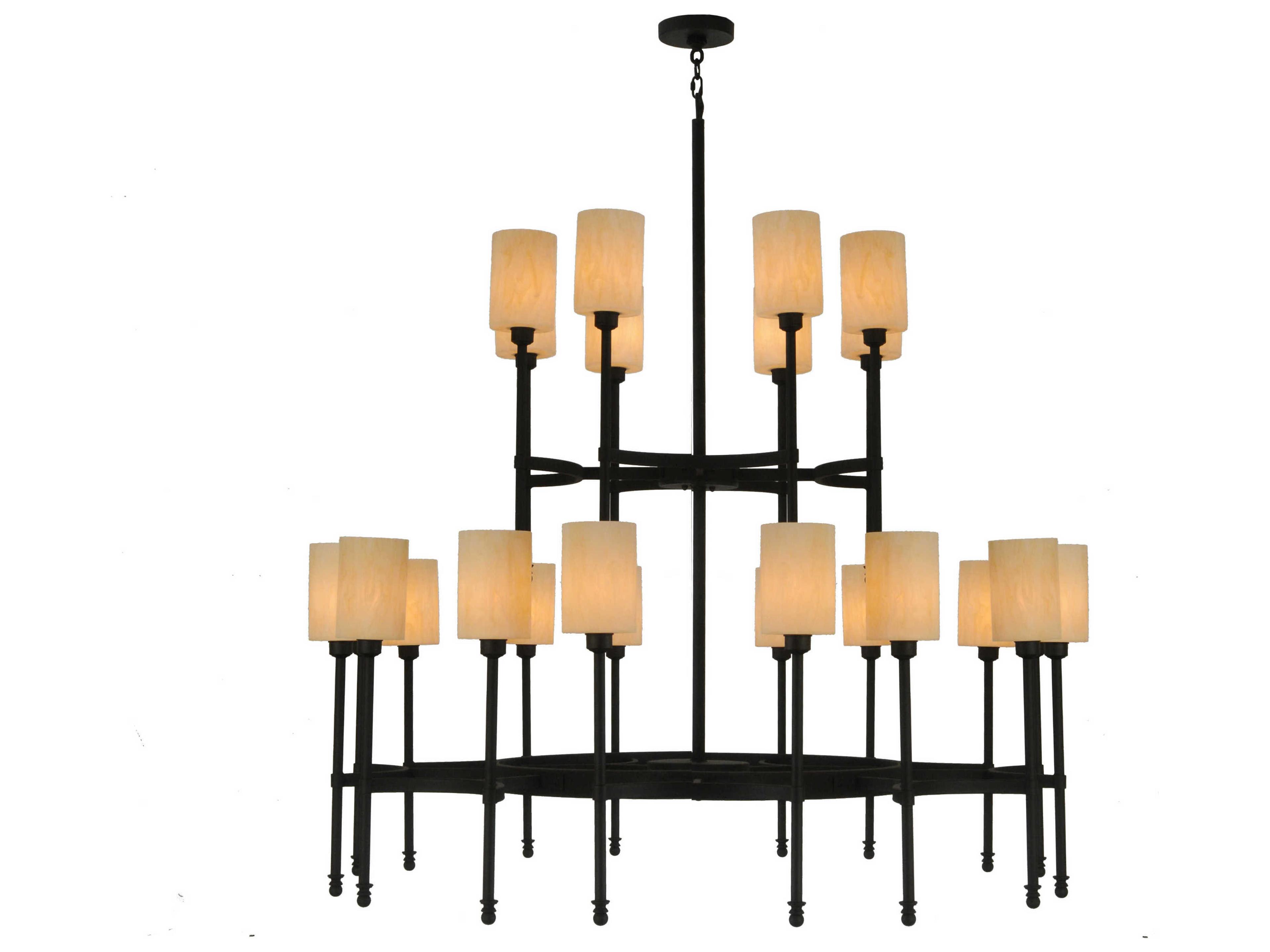 Meyda Contemporary 2-Light Black Glass Cylinder Chandelier