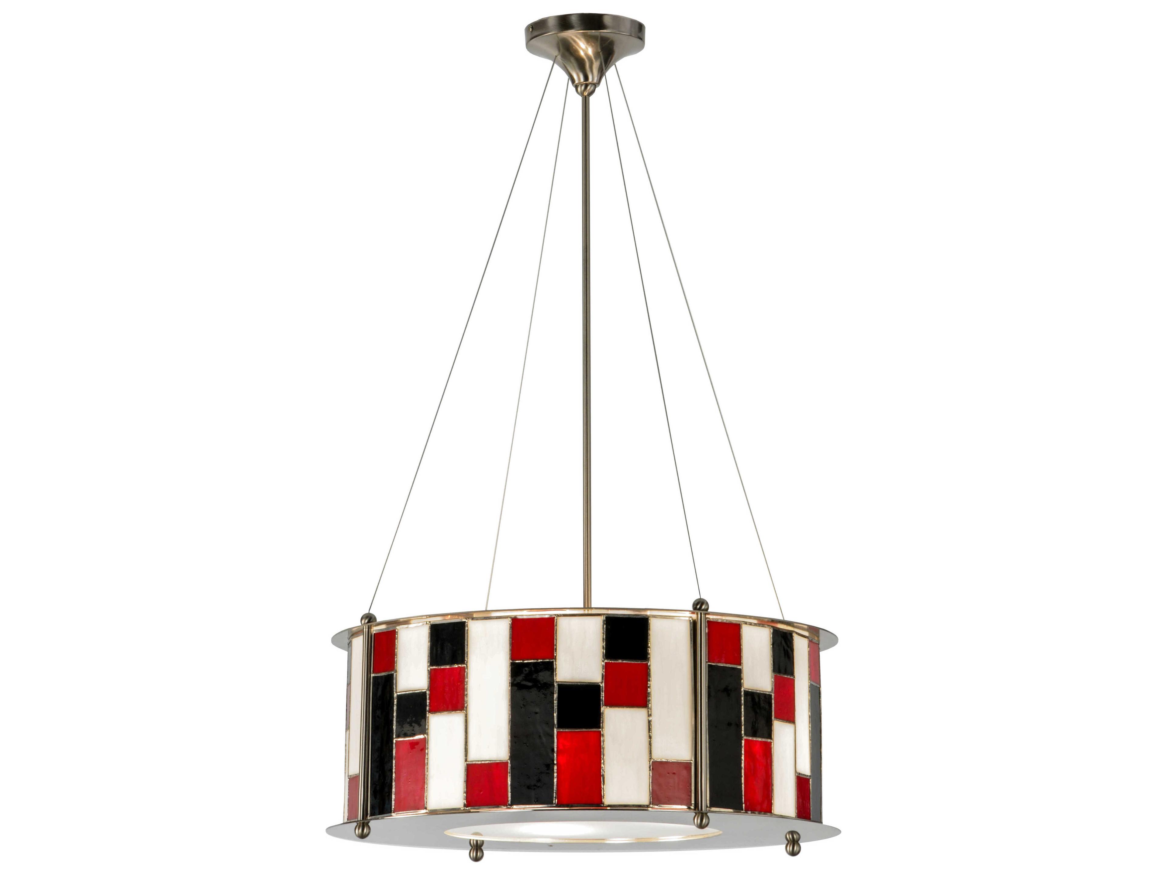 Meyda Contemporary 3-Light Nickel Tiffany Drum Pendant