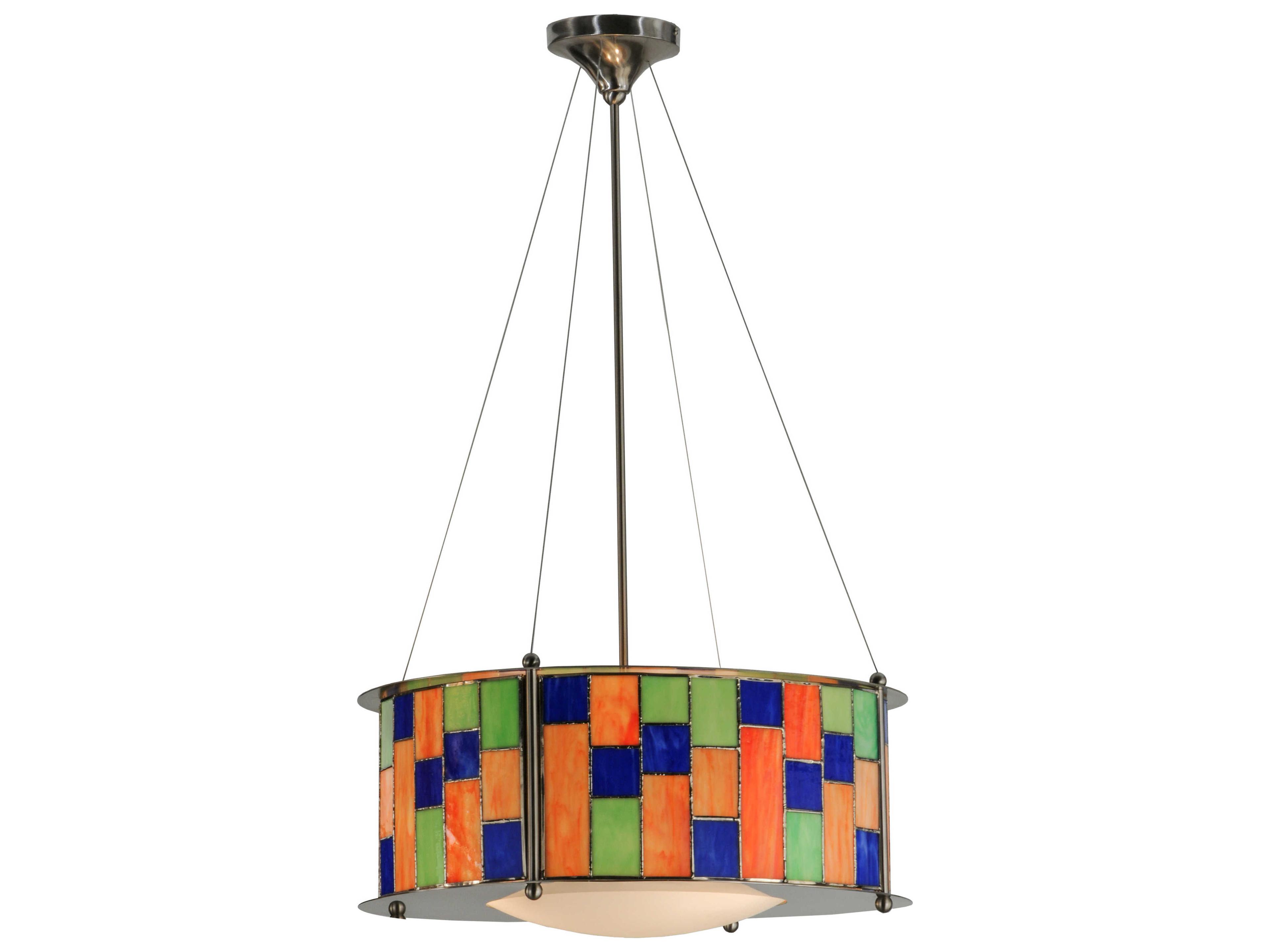 Meyda Contemporary 3-Light Nickel Tiffany Drum Pendant