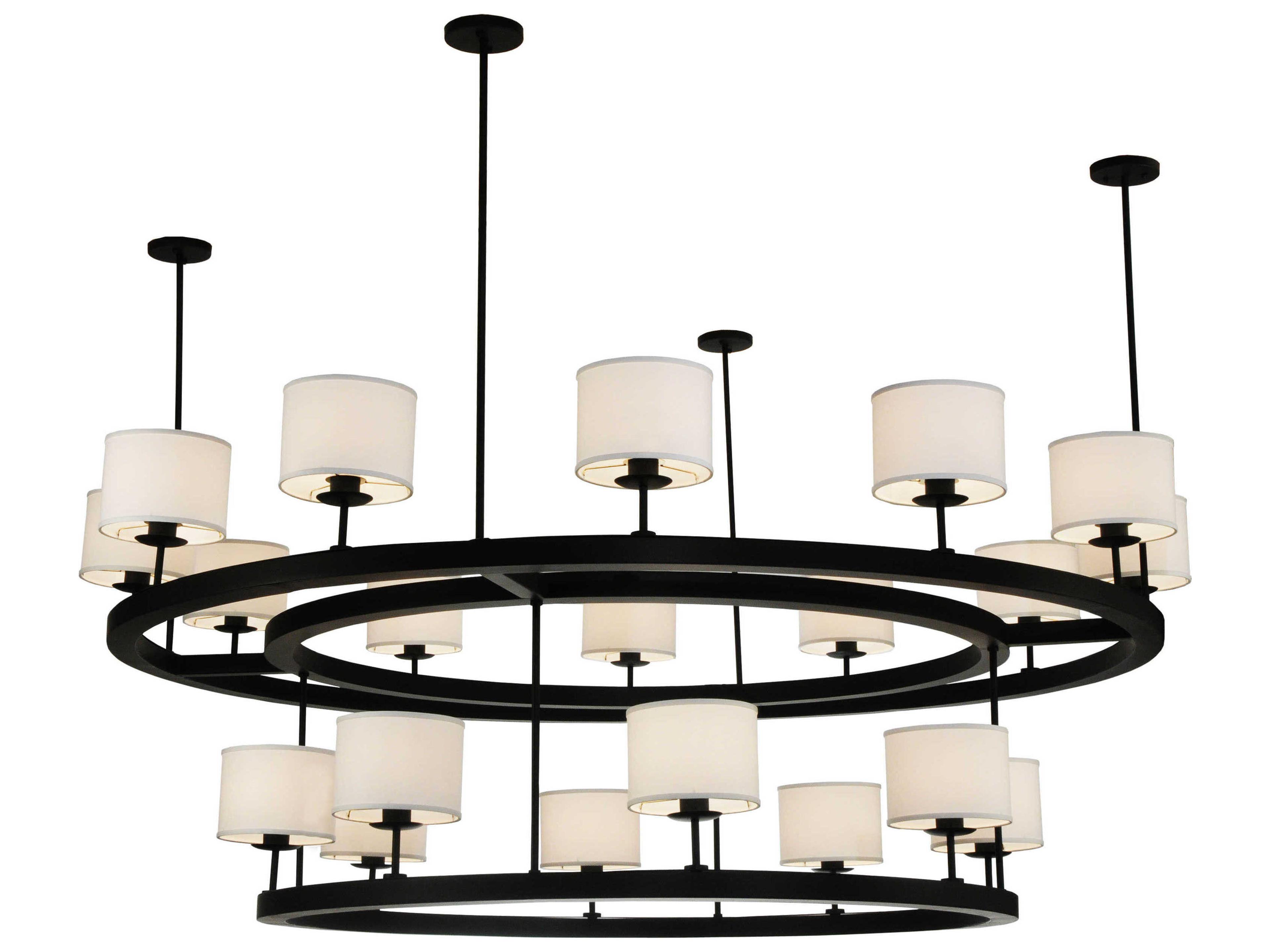 Meyda Contemporary 20-Light Black Drum Round Semi Flush Mount