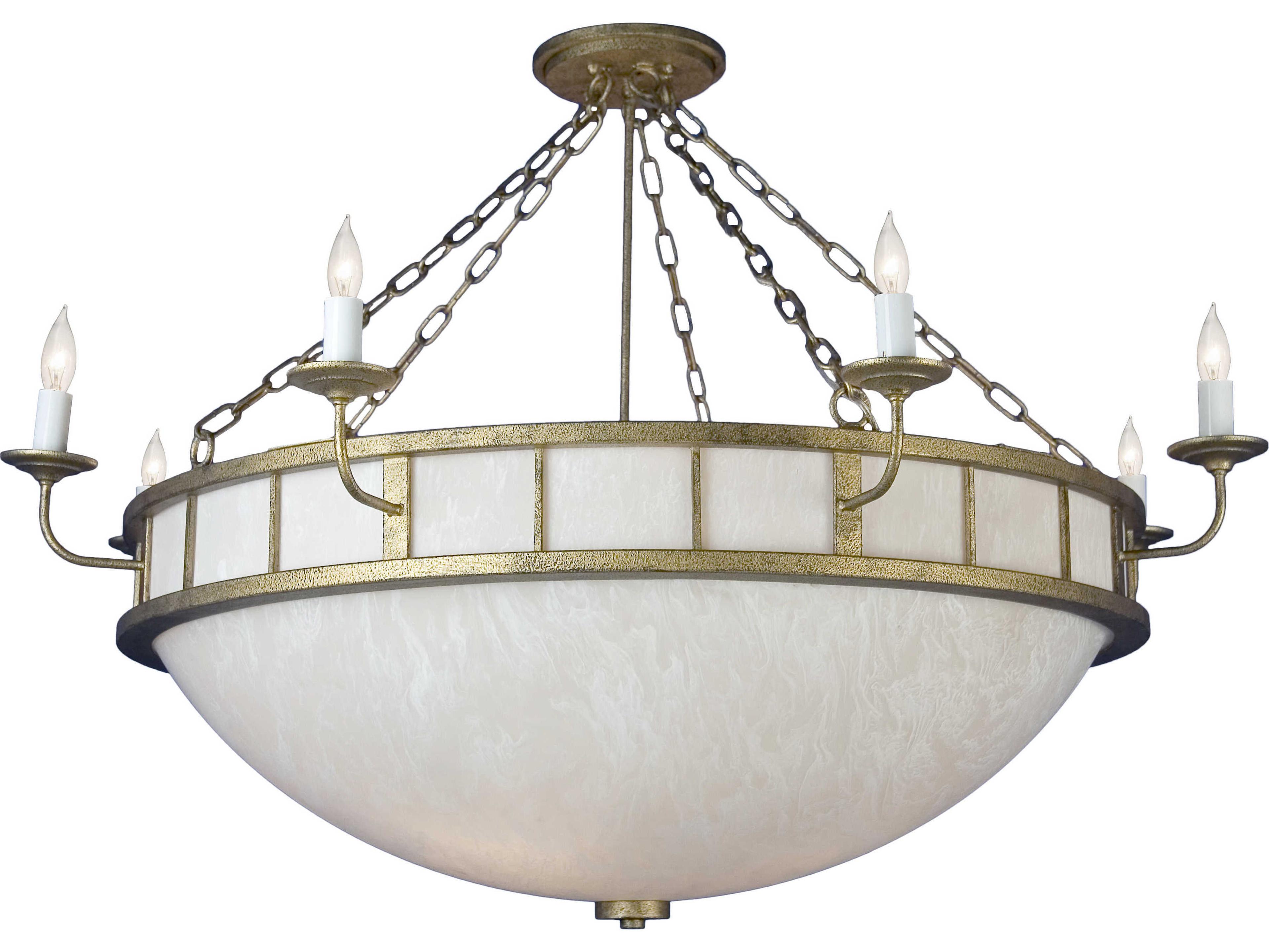 Meyda Dacia 8 12-Light White Gold Bowl Candelabra Chandelier