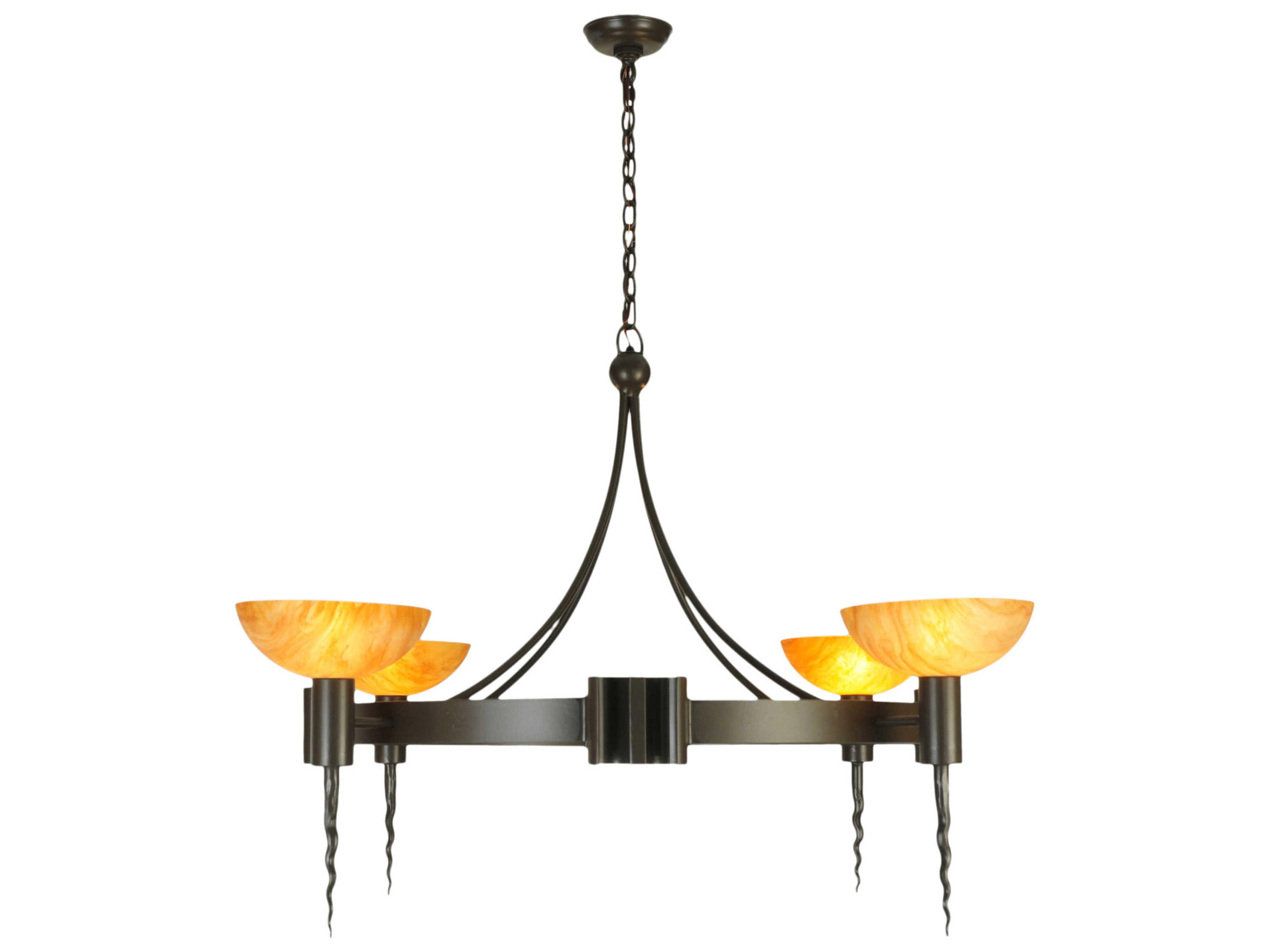 Meyda Deco 4-Light Bronze Glass Bowl Chandelier