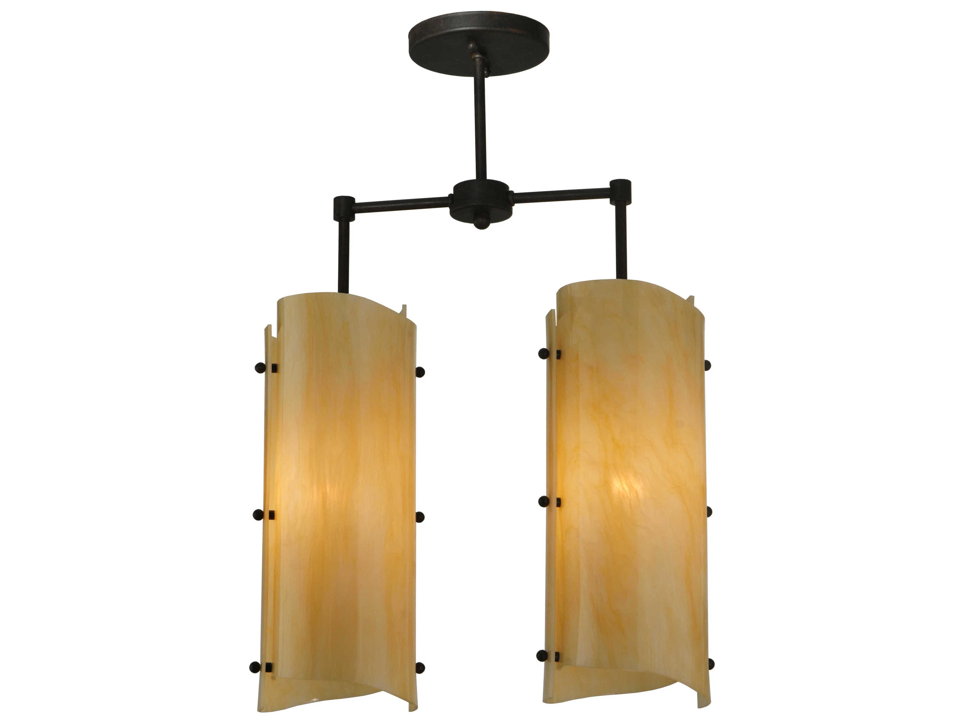 Meyda Deco 2-Light Black Cylinder Island Pendant