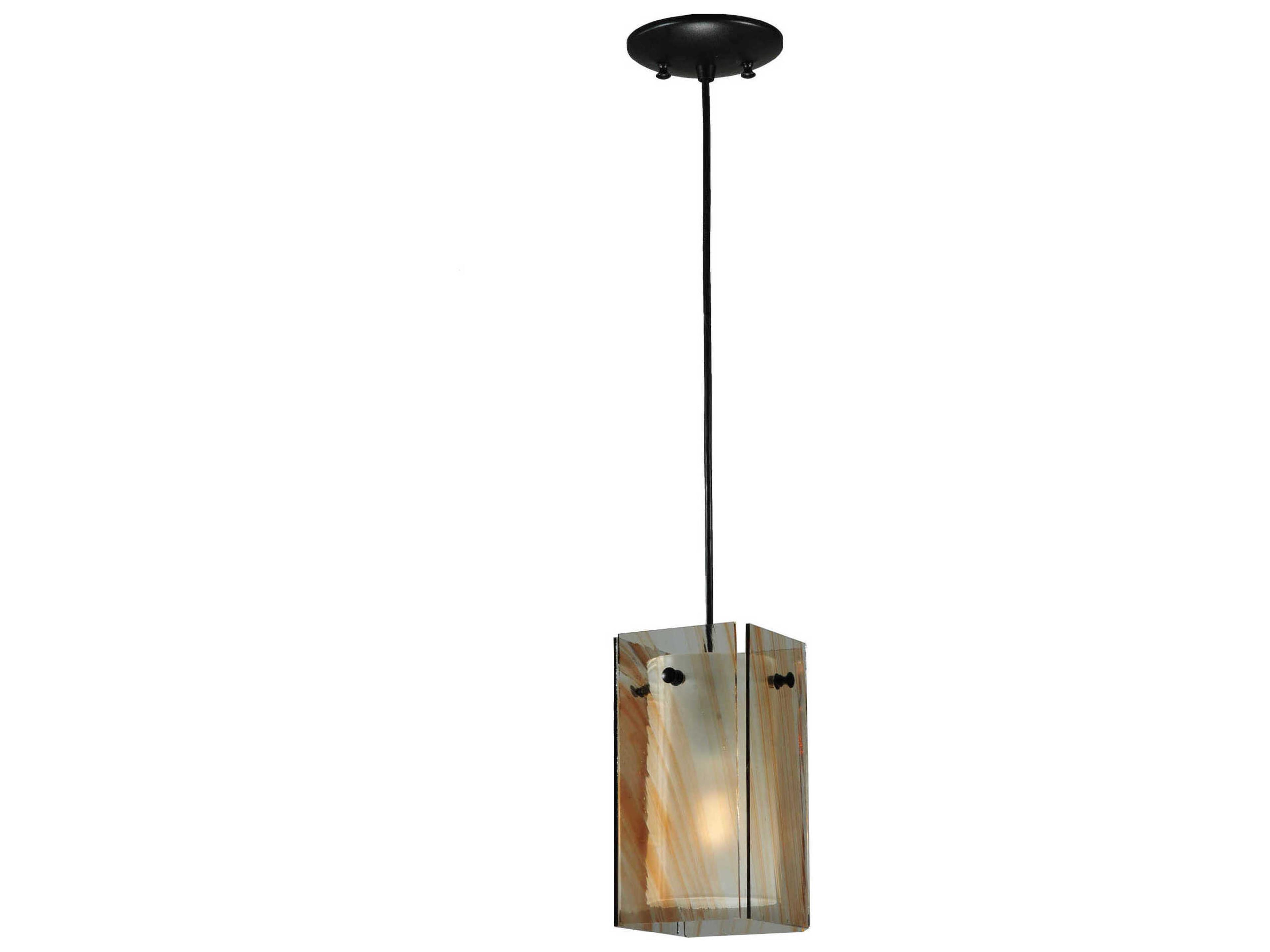 Meyda Deco 1-Light Black Glass Geometric Mini Pendant