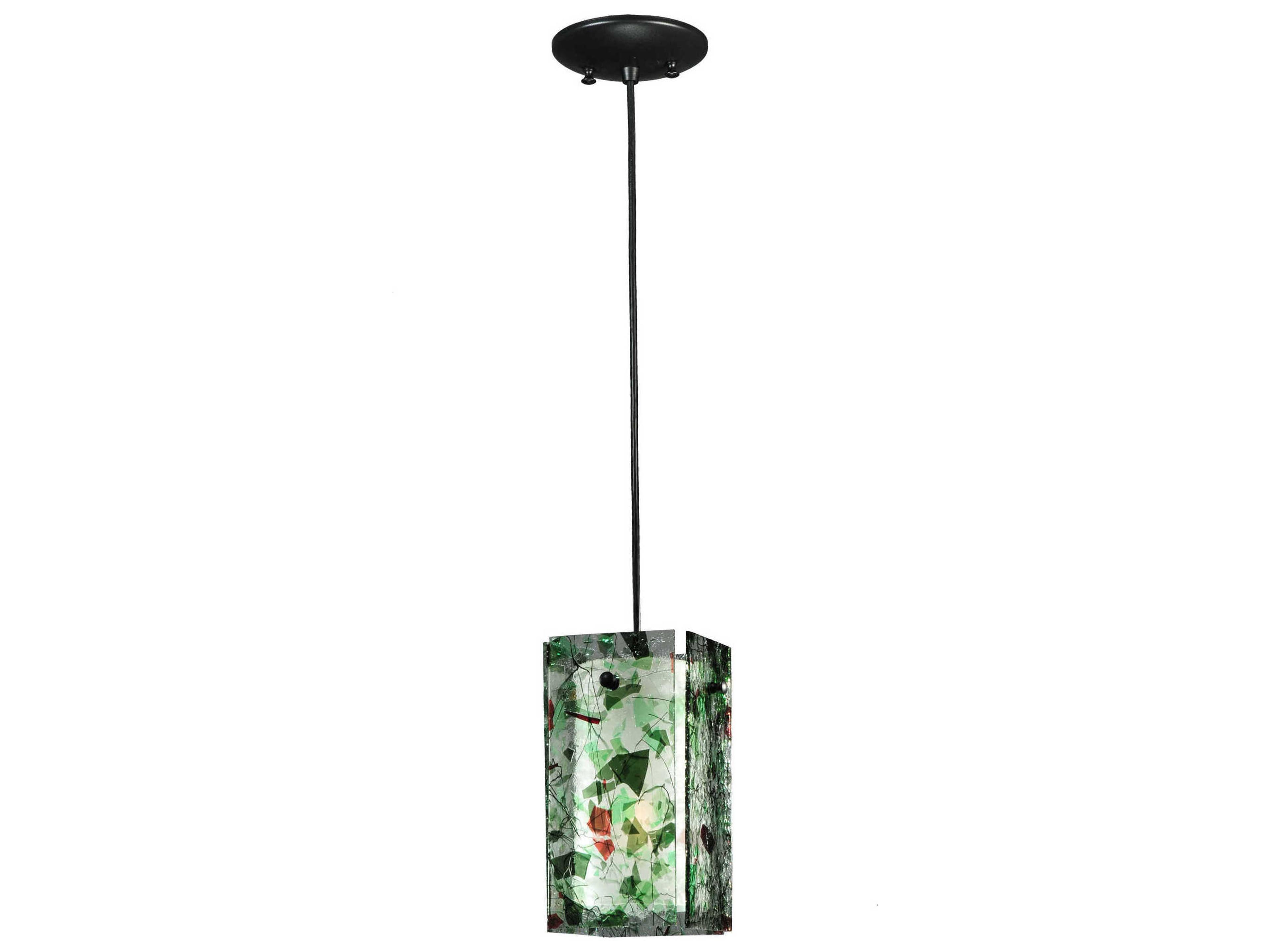 Meyda Deco 1-Light Black Glass Geometric Mini Pendant