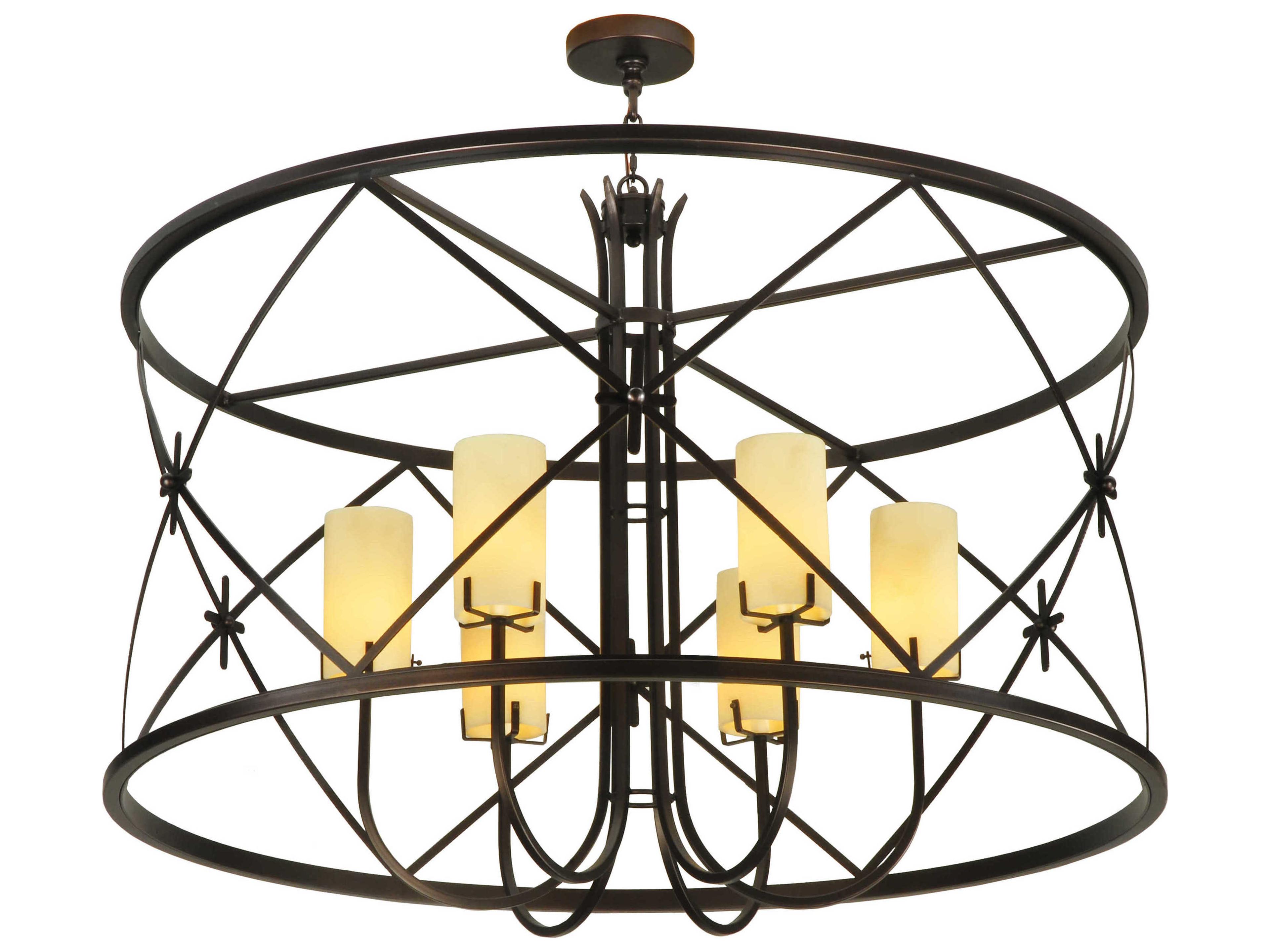 Meyda Deco 6-Light Brown Cylinder Drum Pendant