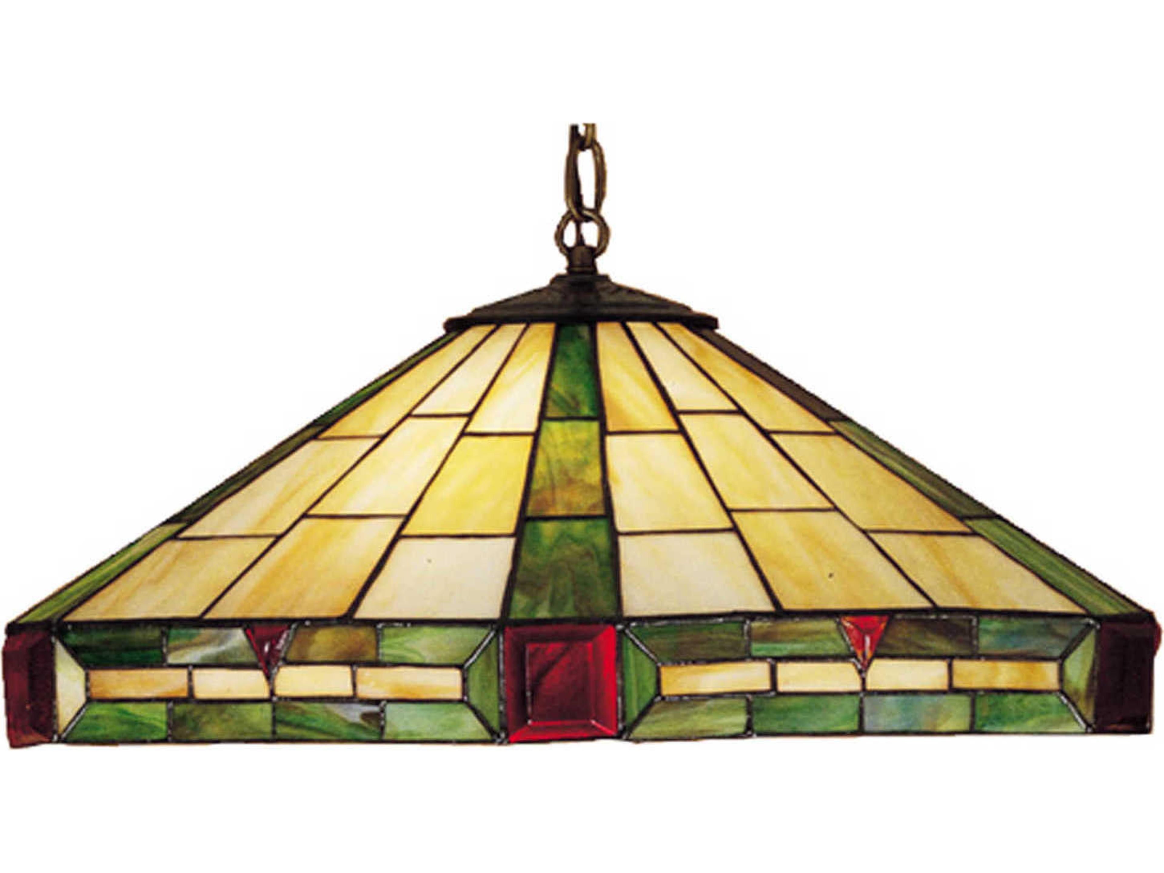 Meyda Wilkenson 3-Light Bronze Tiffany Geometric Pendant