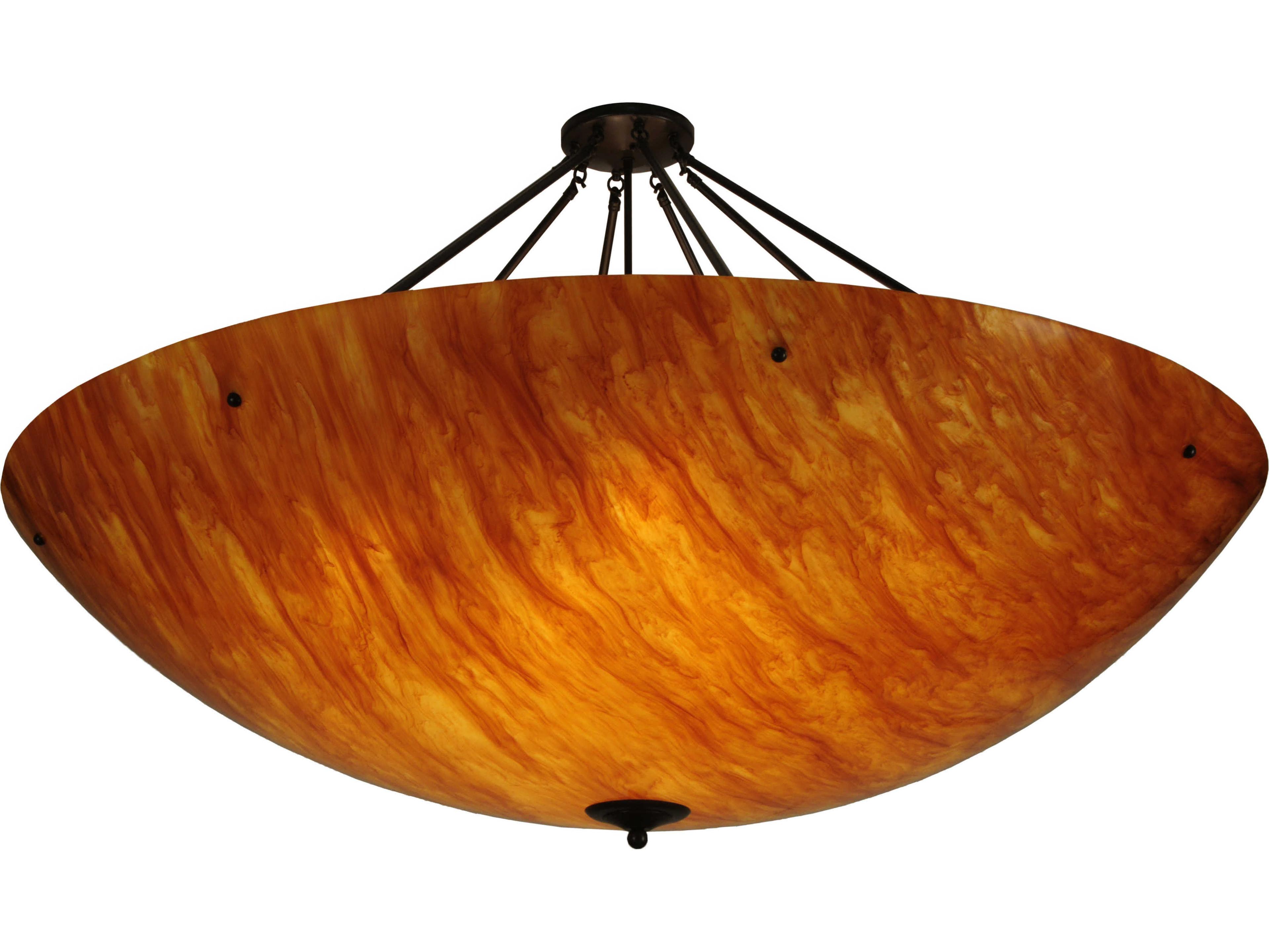 Meyda Deco 12-Light Bronze Glass Bowl Semi Flush Mount