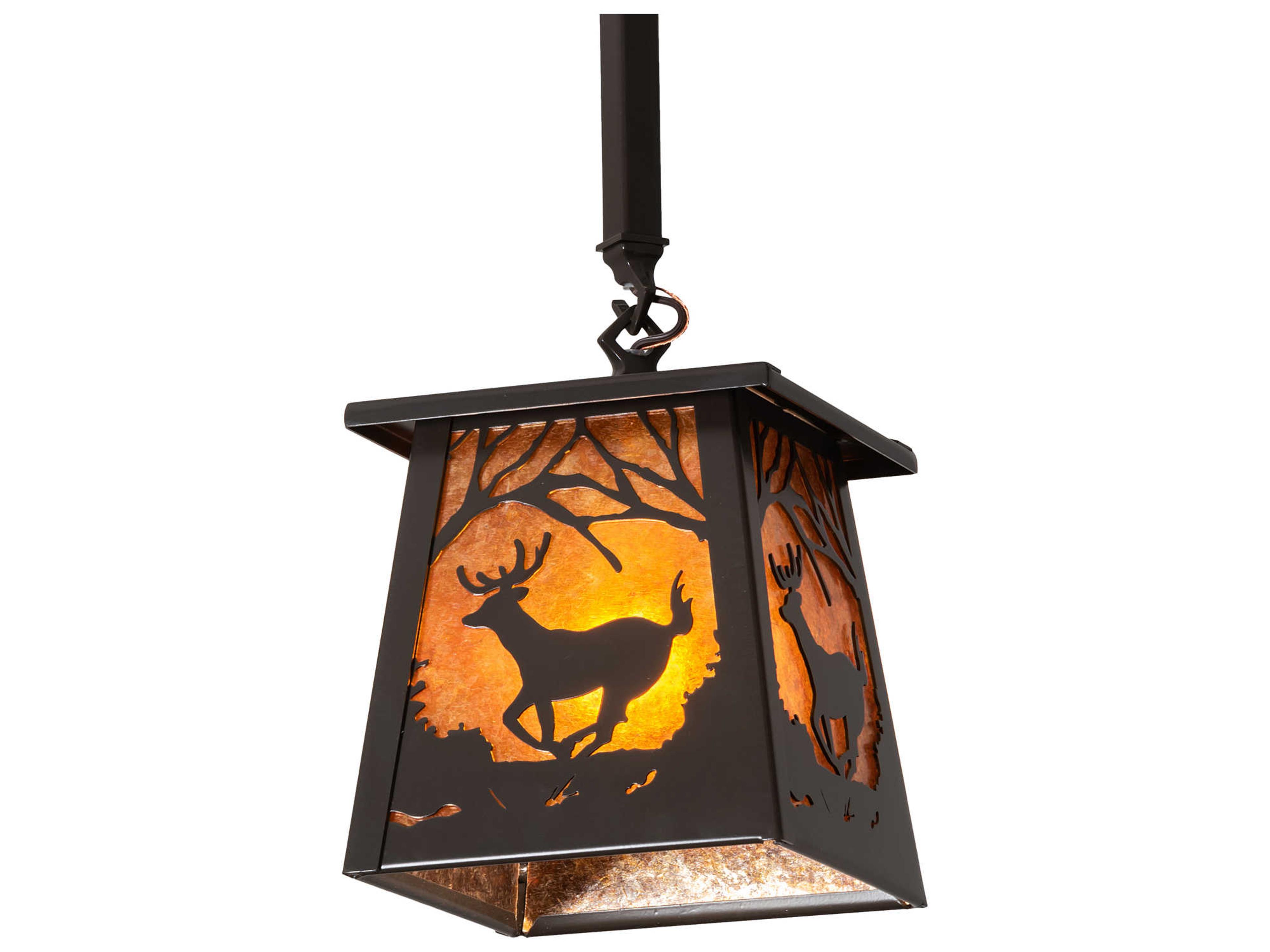 Meyda Deer At Dawn 1-Light Timeless Bronze Geometric Mini Pendant