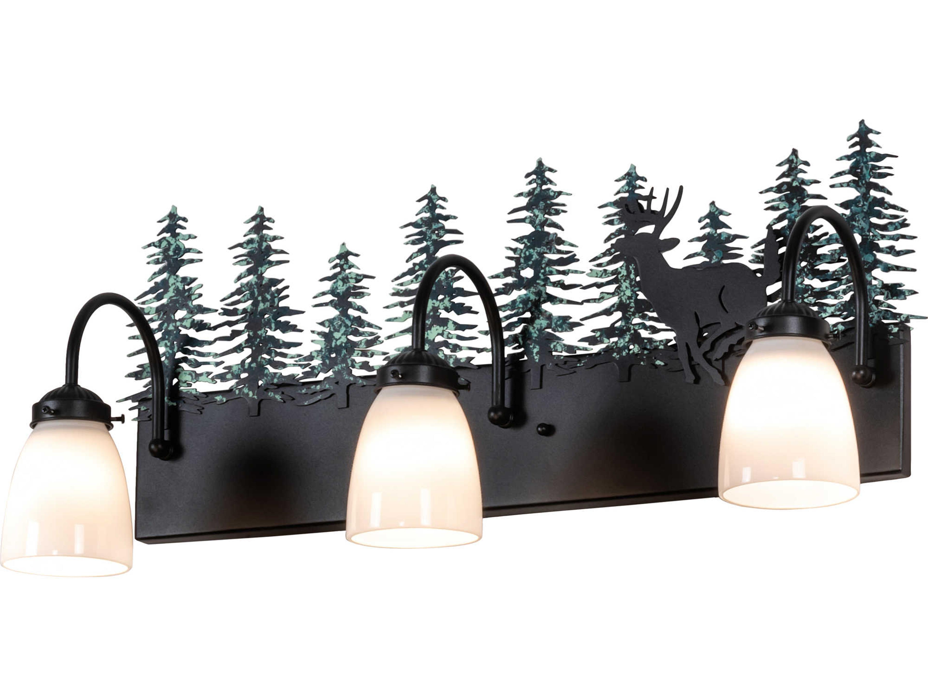 Meyda Deer 3-Light Black Glass Vanity Light