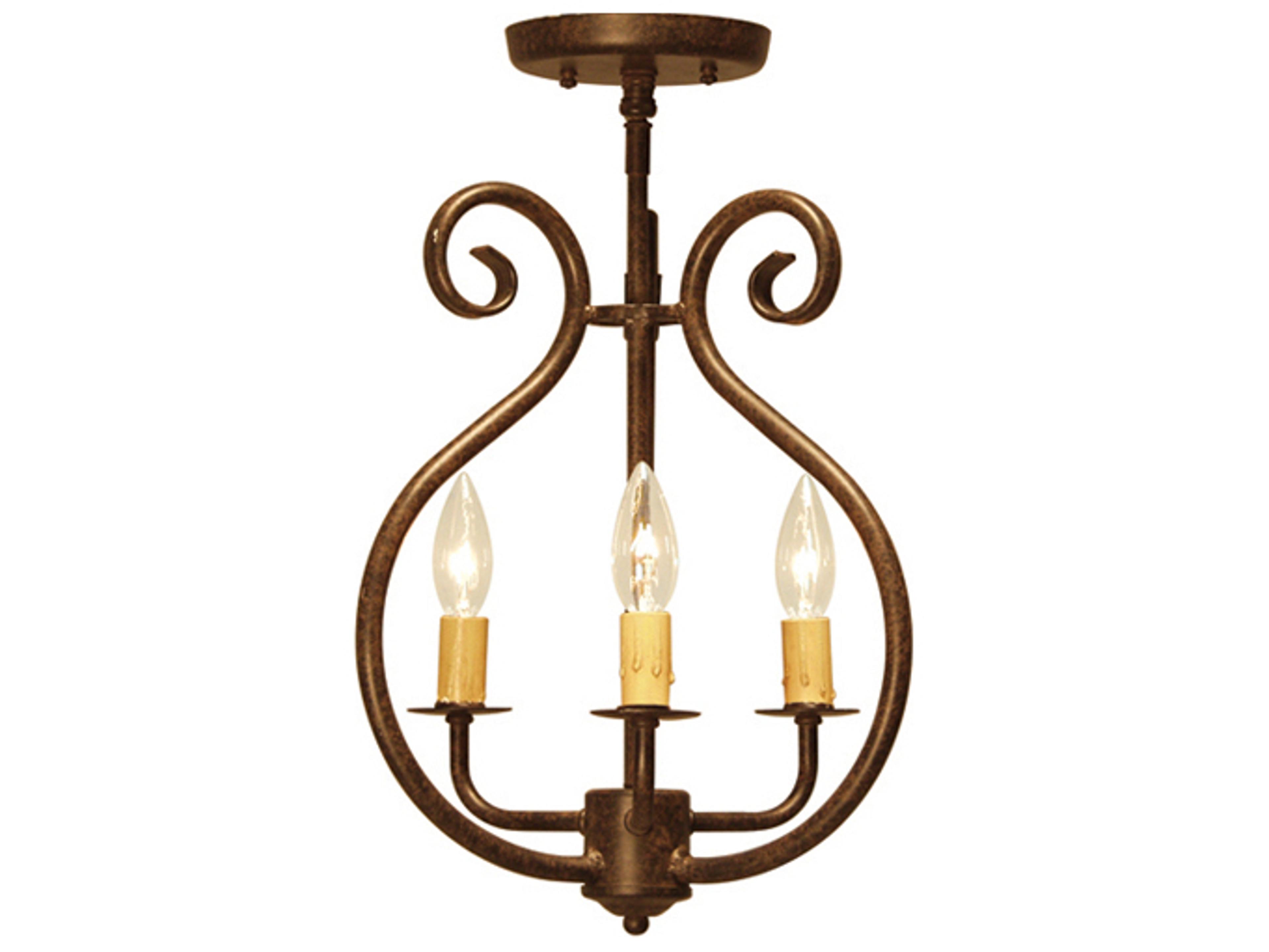 Meyda Easton 3-Light Chestnut Brown Semi Flush Mount
