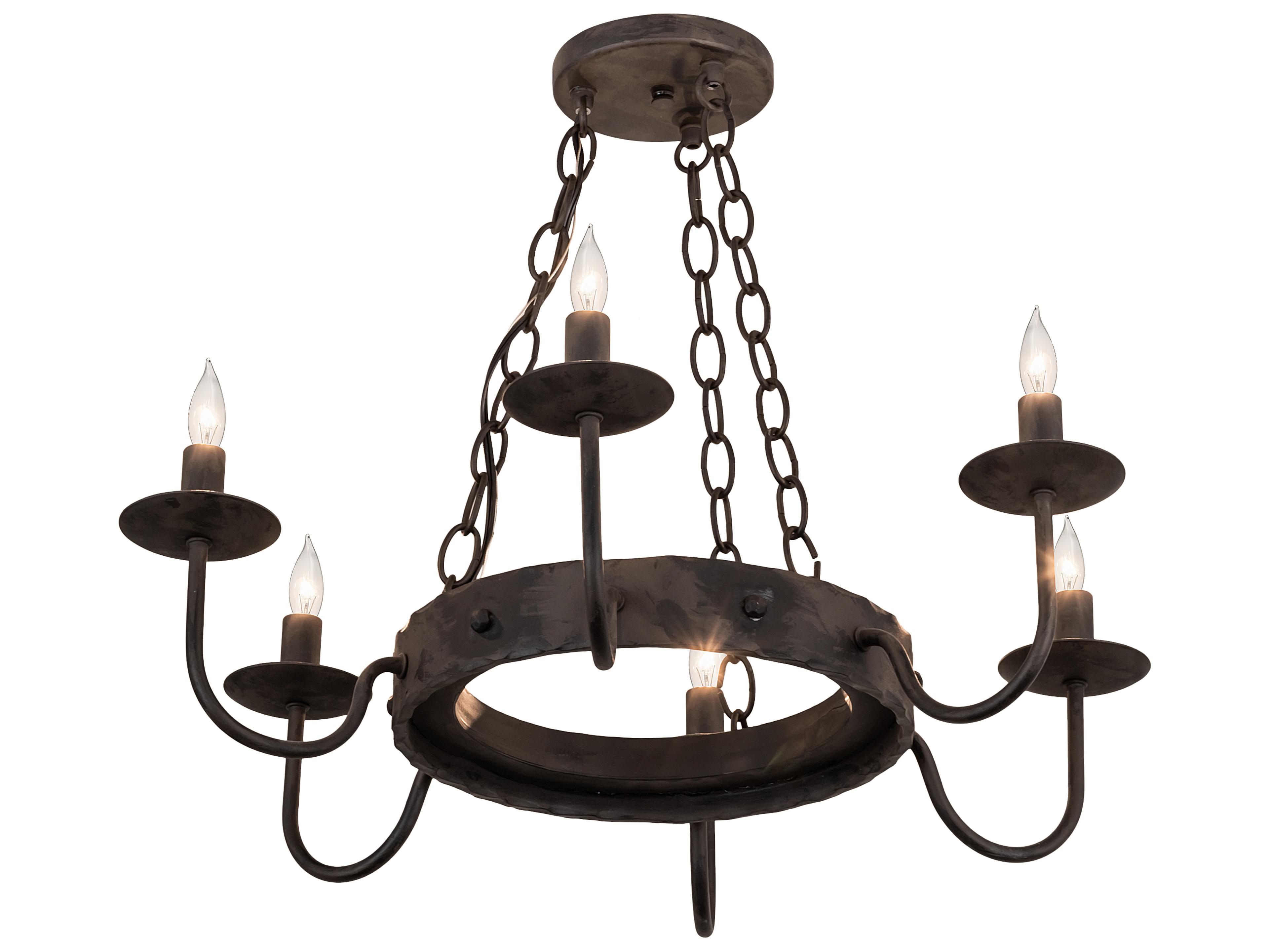 Meyda Edinburgh 6-Light Black Candelabra Round Chandelier