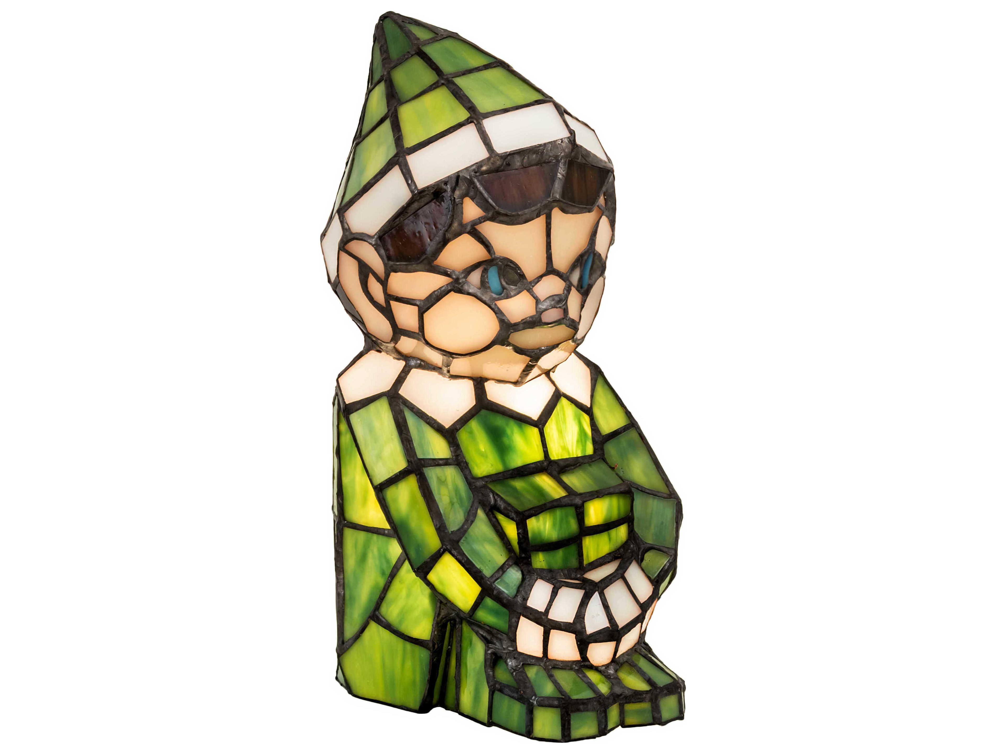 Meyda Elf Glass Tiffany Ruby Green White Table Lamp