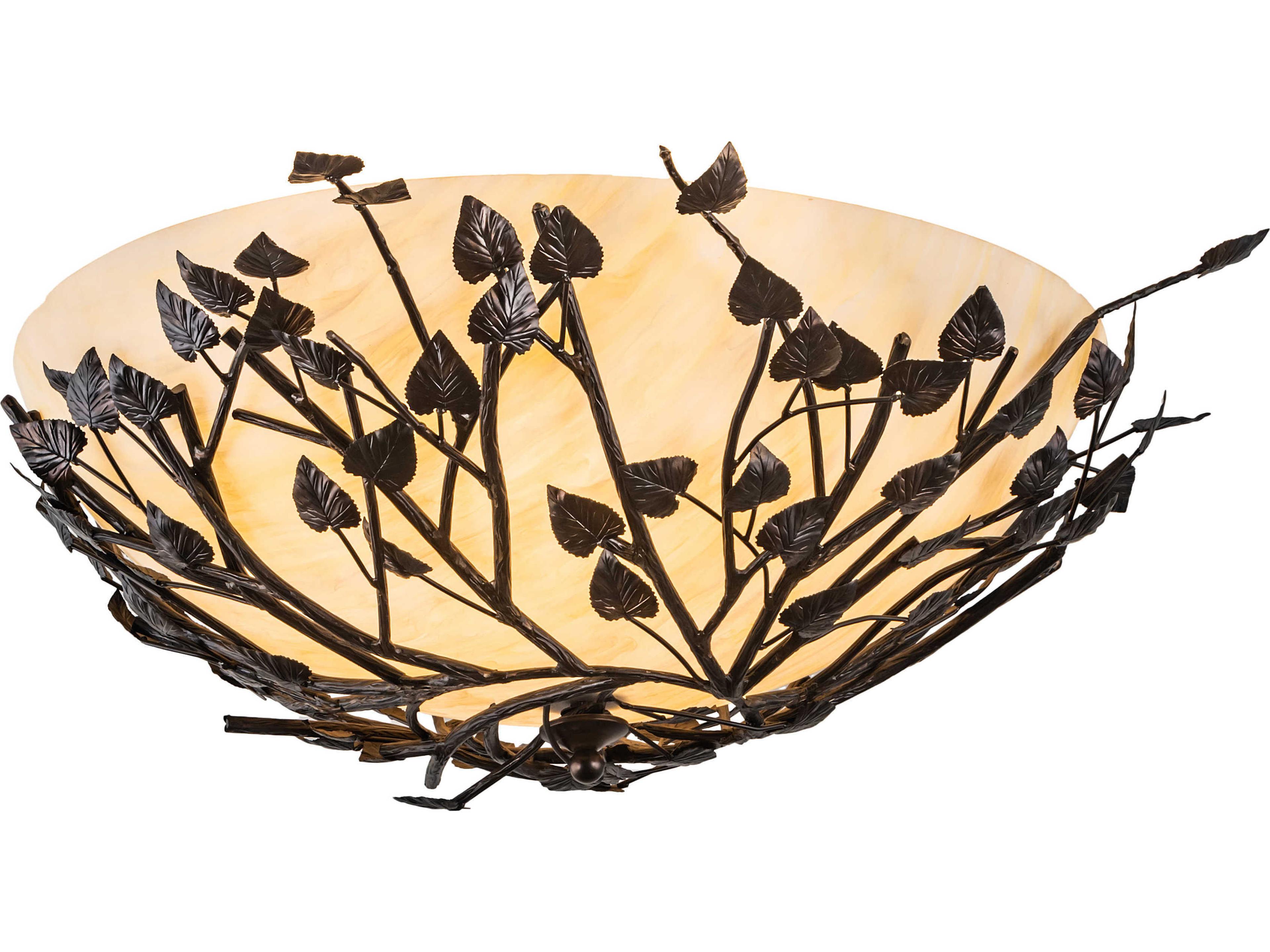 Meyda Espe 4-Light Antique Copper Burnished Off White Bowl Flush Mount