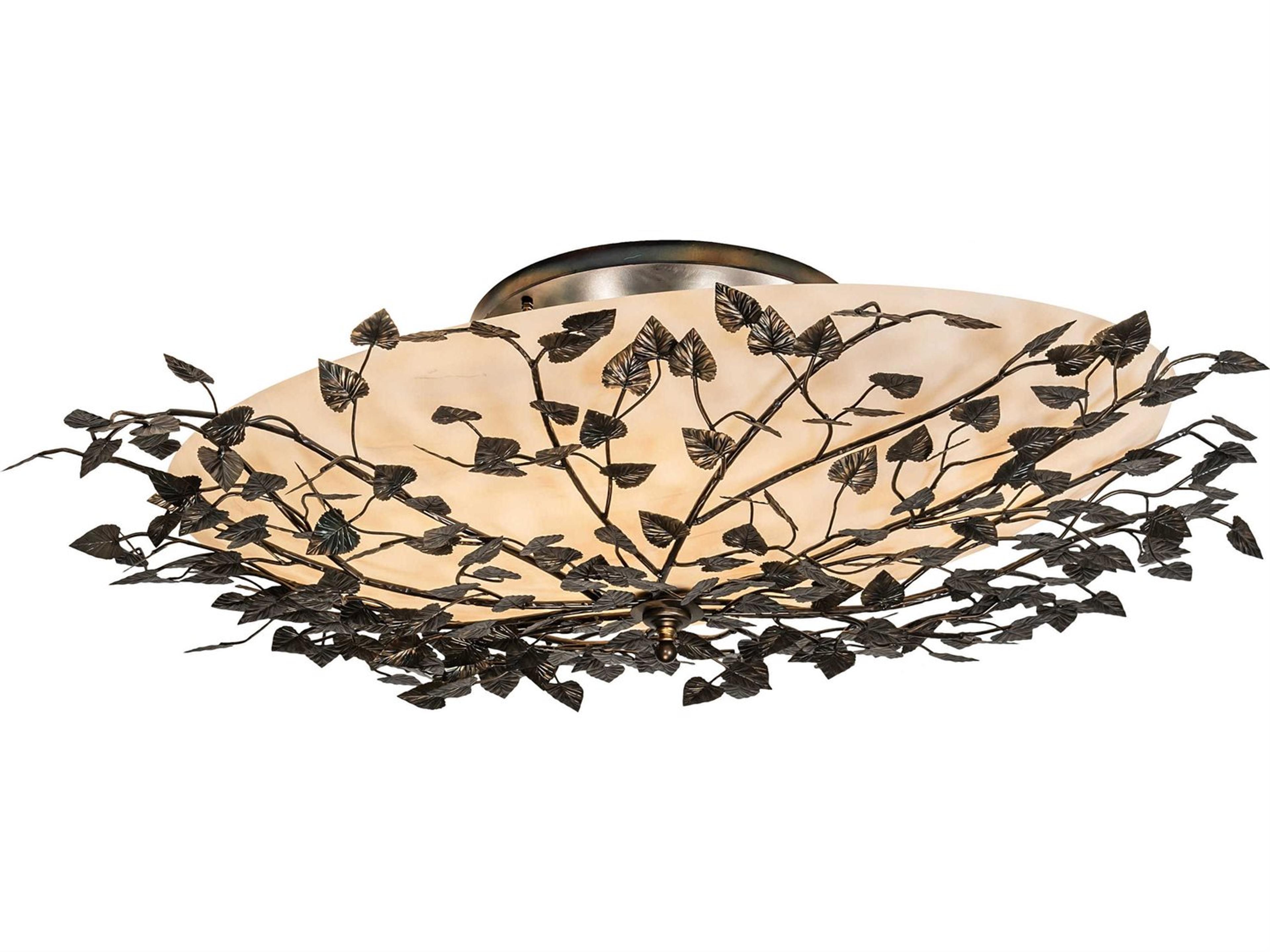 Meyda Espe 8-Light Antique Copper Burnished Off White LED Bowl Semi Flush Mount