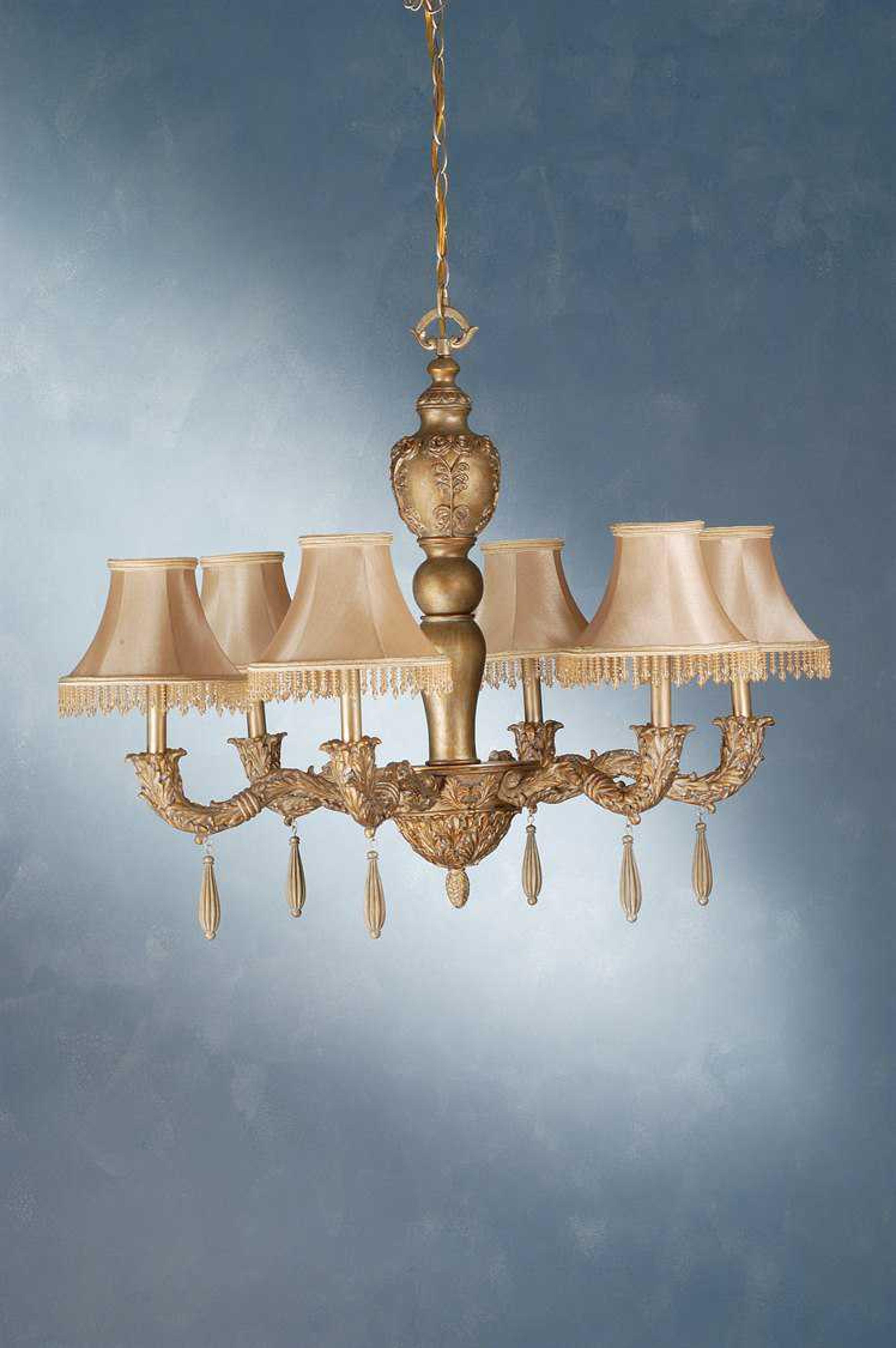 Meyda Fabric 6-Light Brass Empire Chandelier