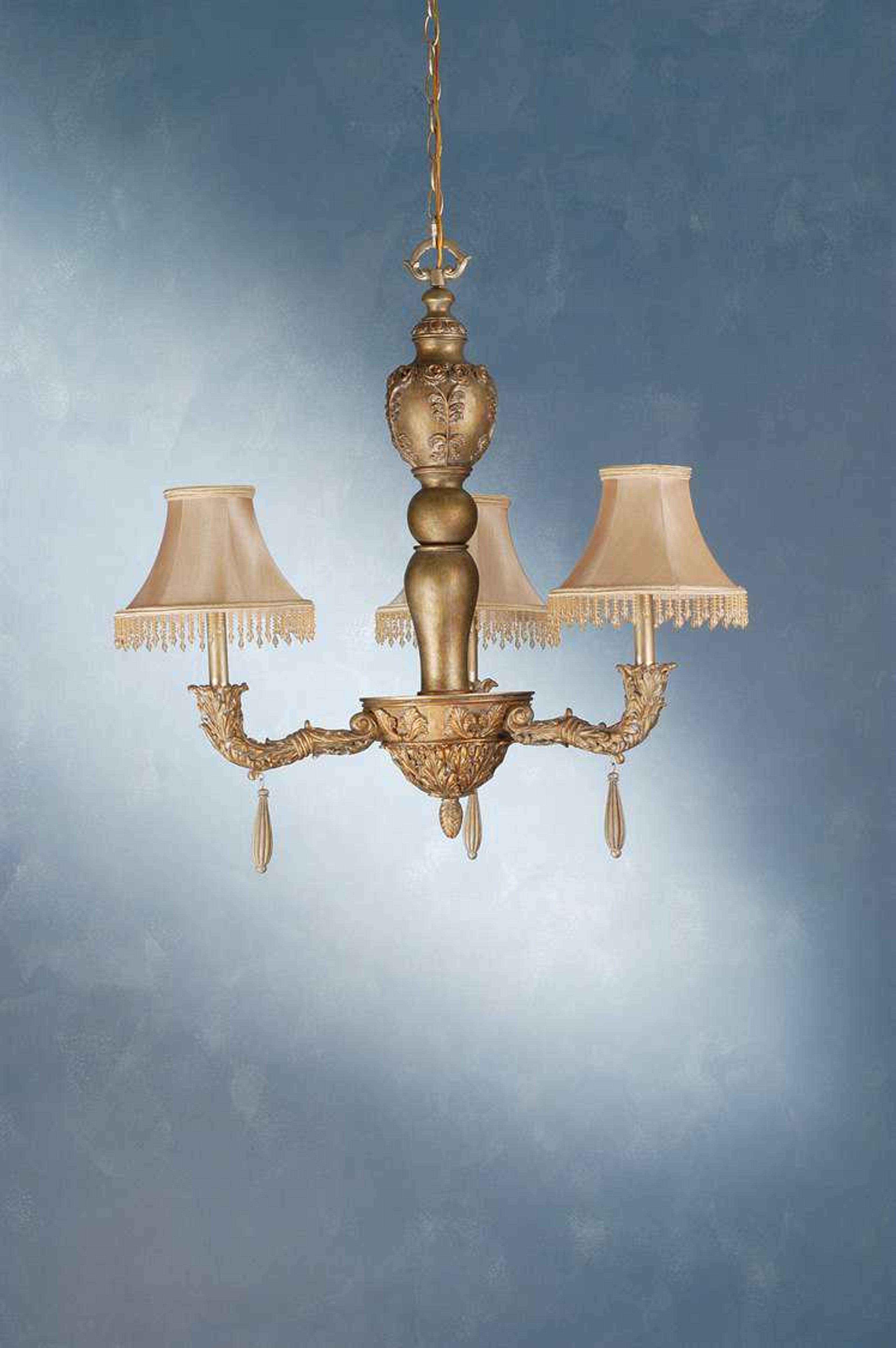 Meyda Fabric 3-Light Brass Empire Chandelier