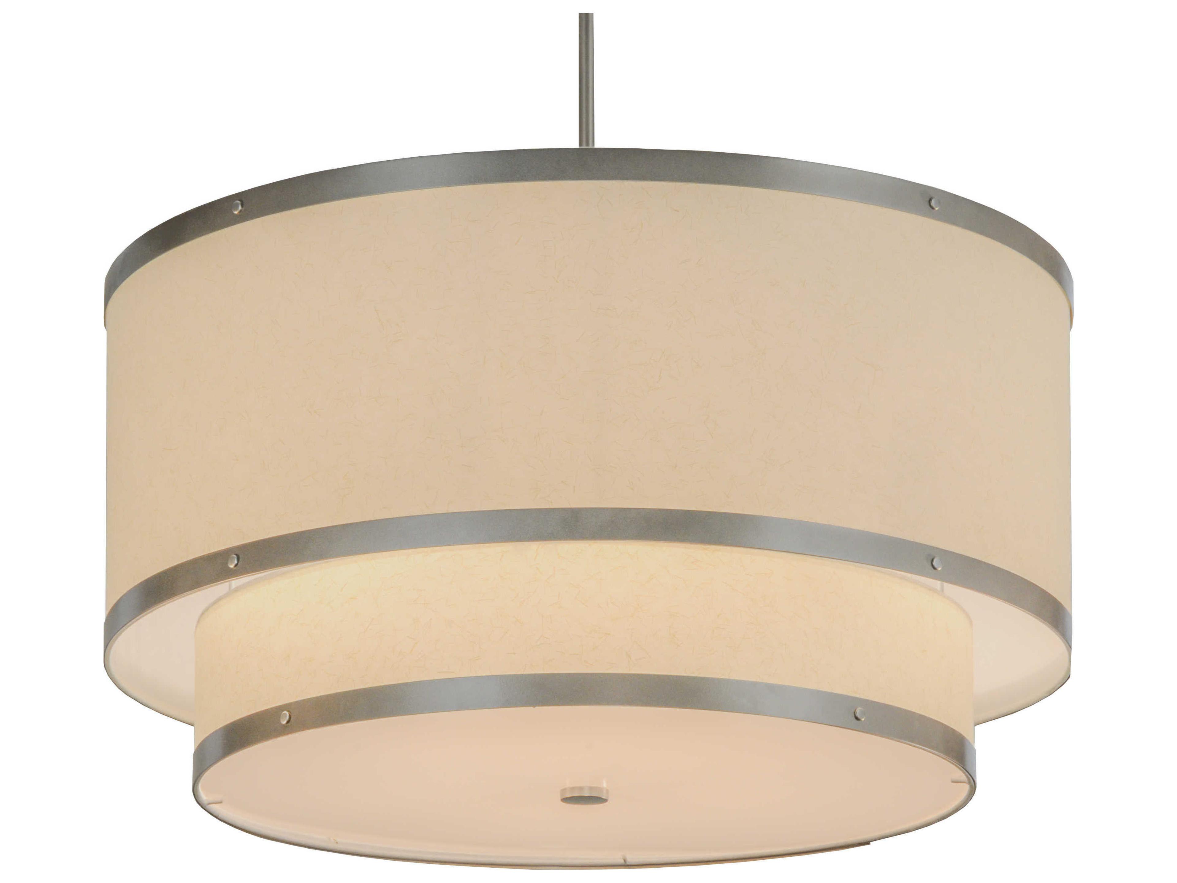 Meyda Fabric 6-Light Nickel Drum Tiered Pendant