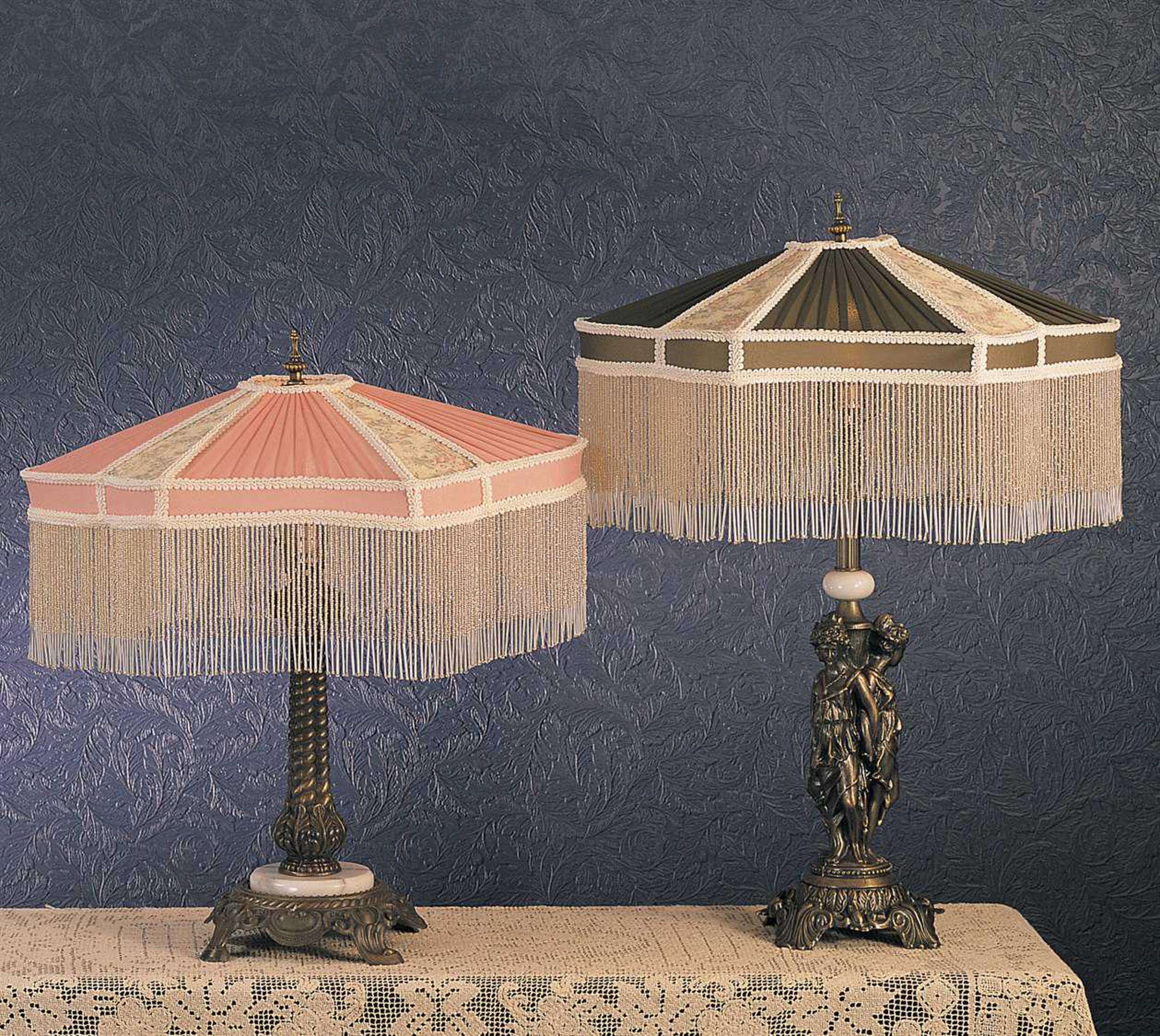 Meyda Fabric & Fringe Persian Pink Ivory Brown Table Lamp