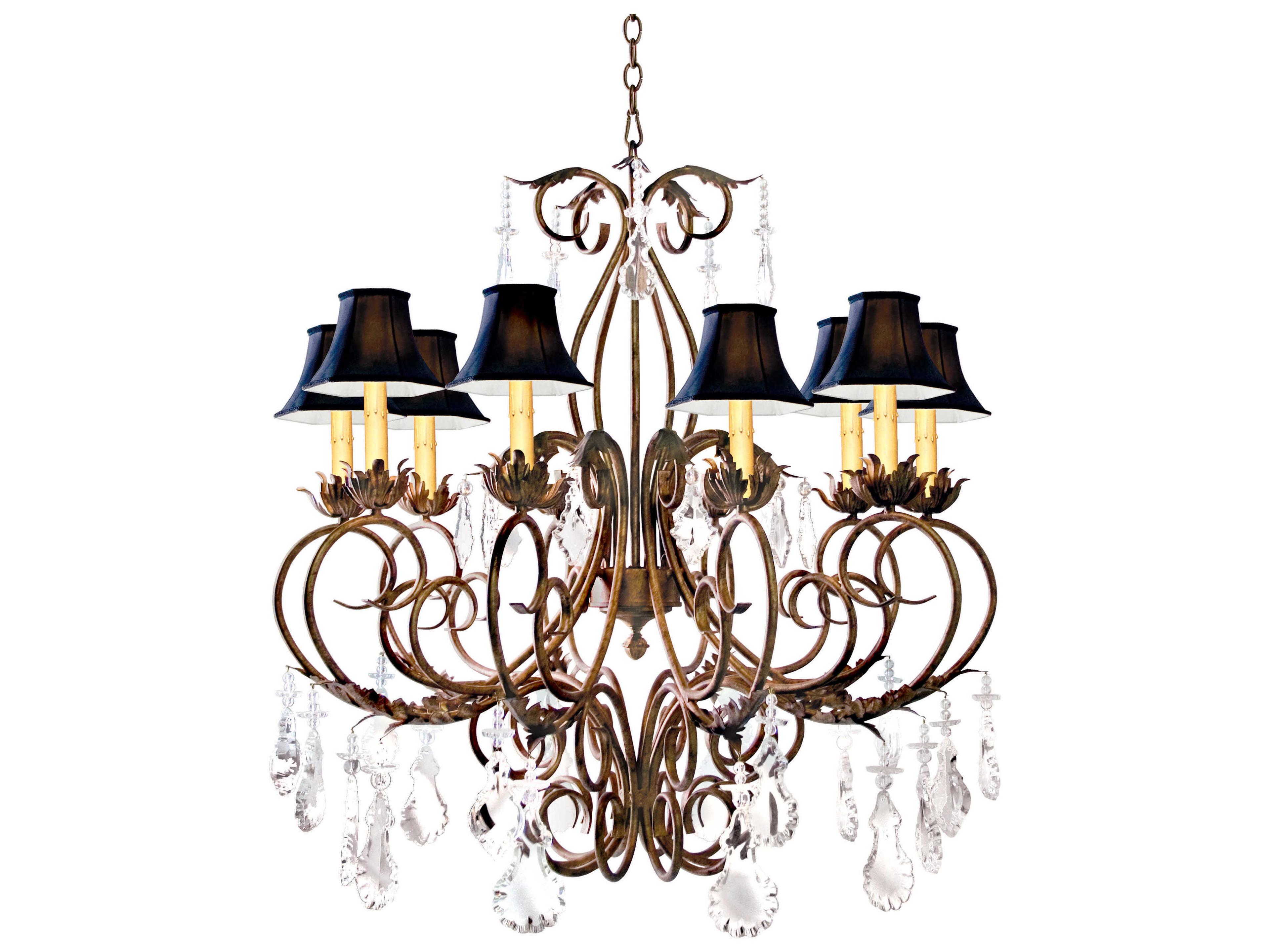 Meyda Felicia 10-Light Warm Autumn Leaf Black Crystal Empire Chandelier