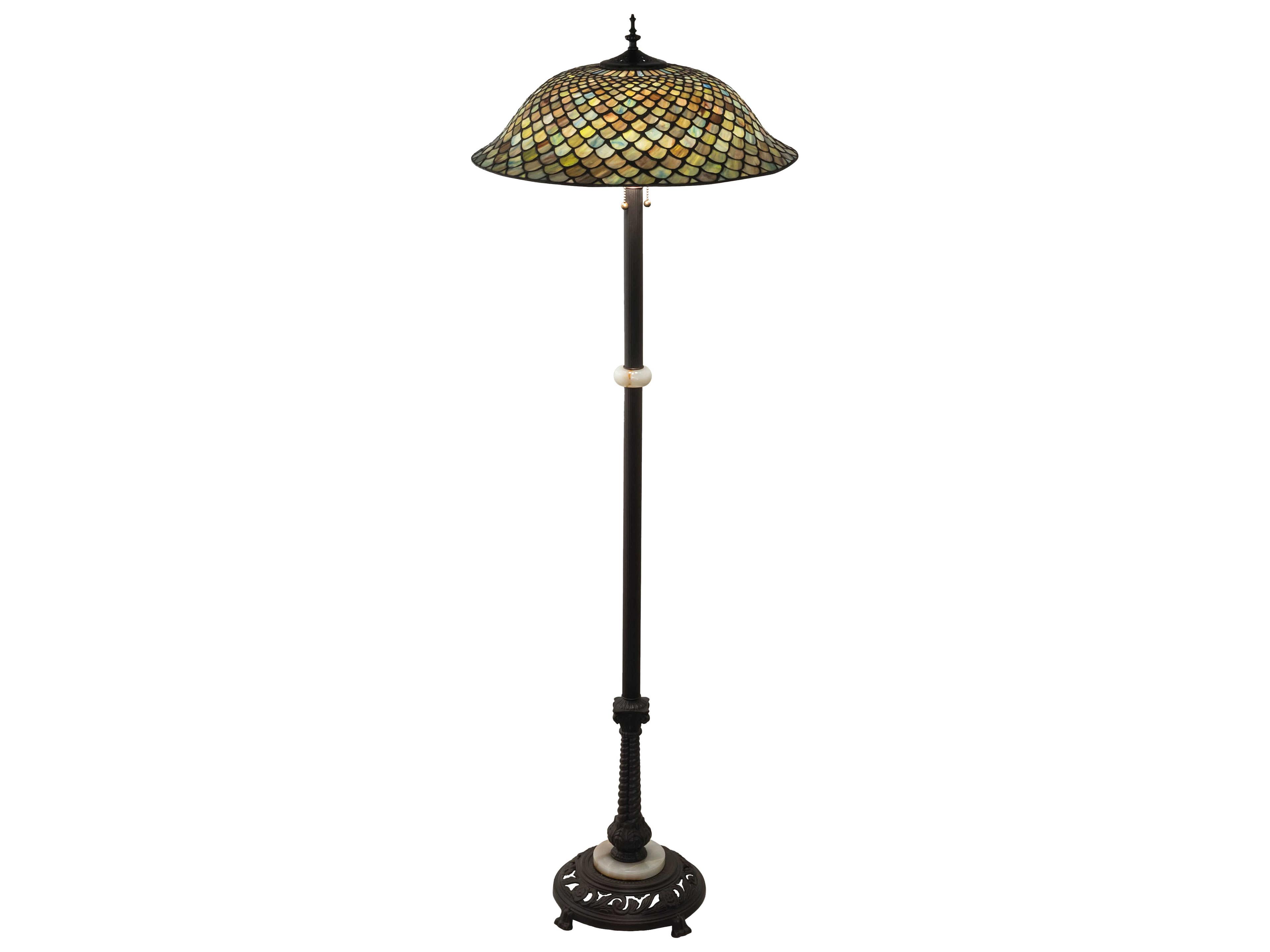 Meyda Fishscale Glass Tiffany Mahogany Bronze Floor Lamp