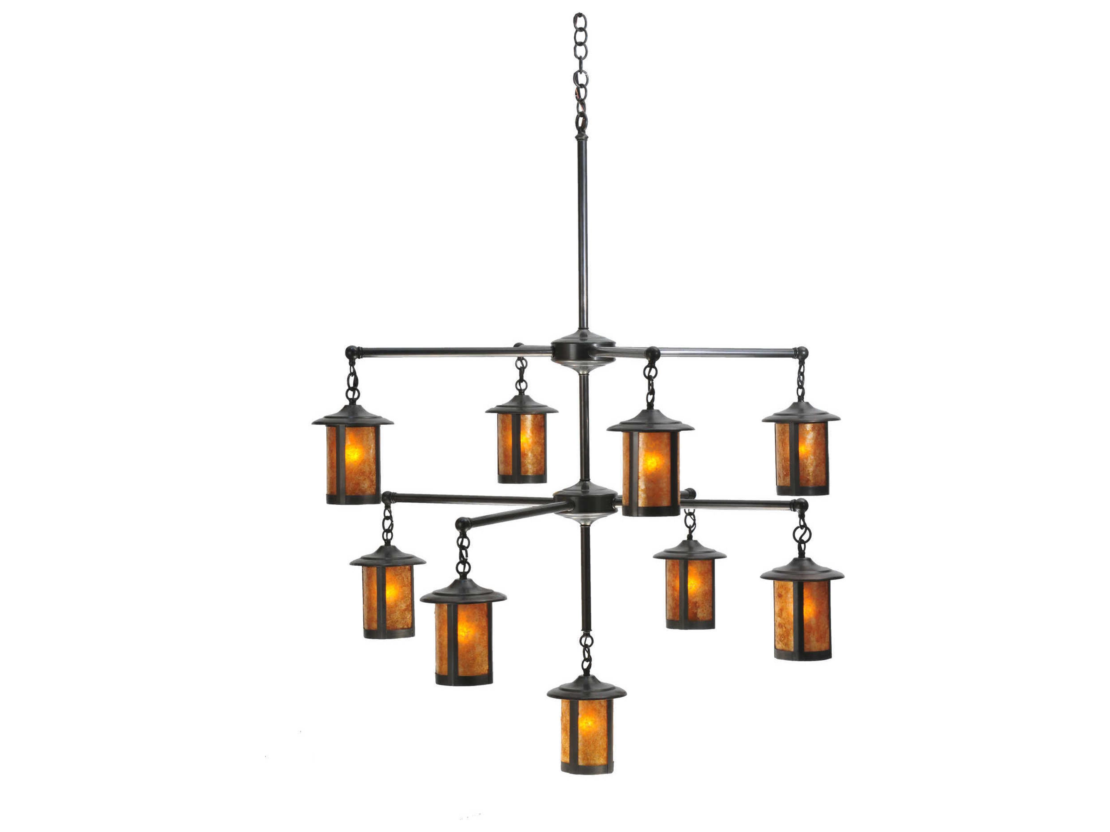 Meyda Fixtures 9-Light Brown Glass Cylinder Lantern Chandelier