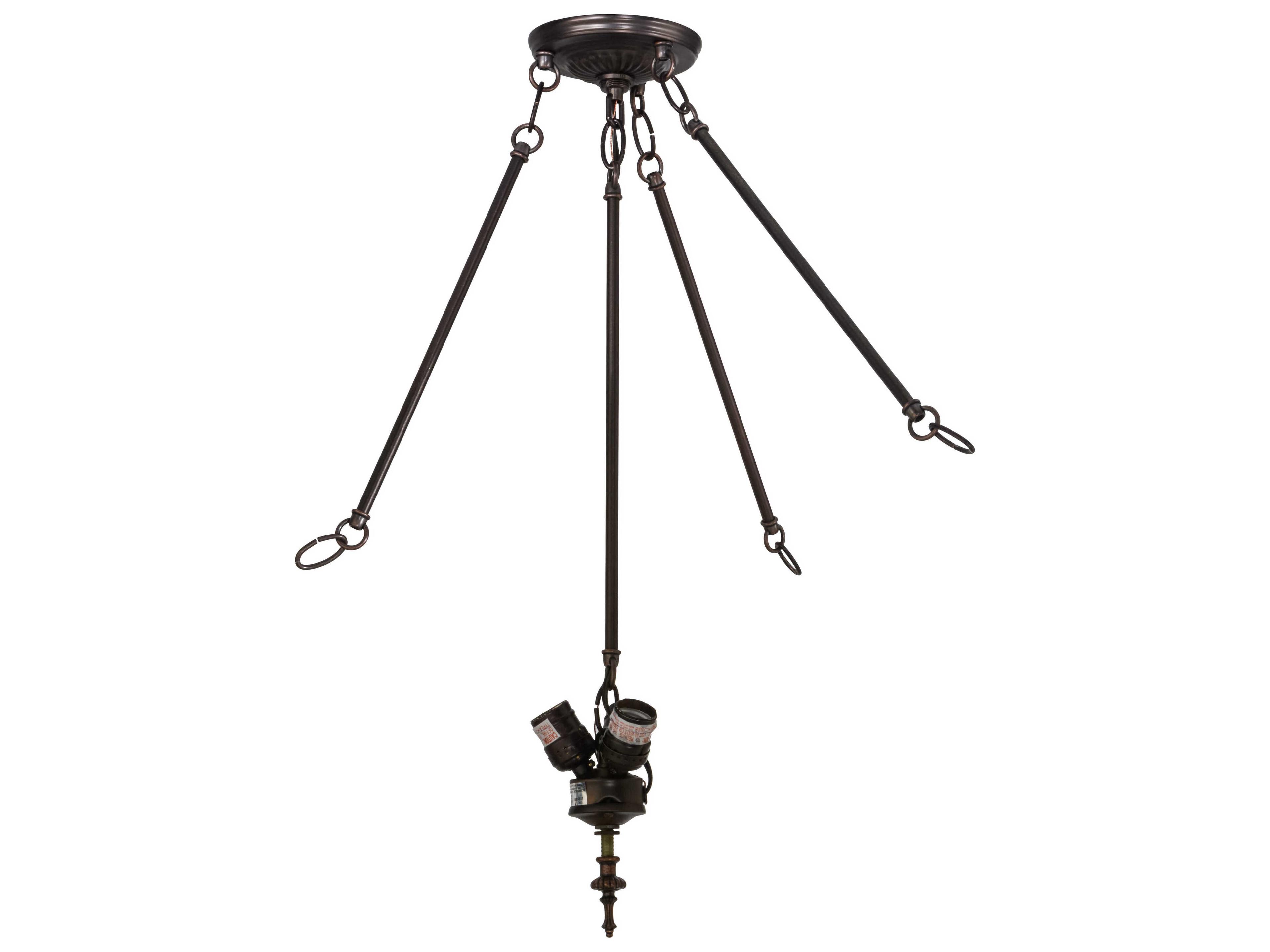 Meyda Mahogany Bronze Three Light Inverted Pendant Hardware