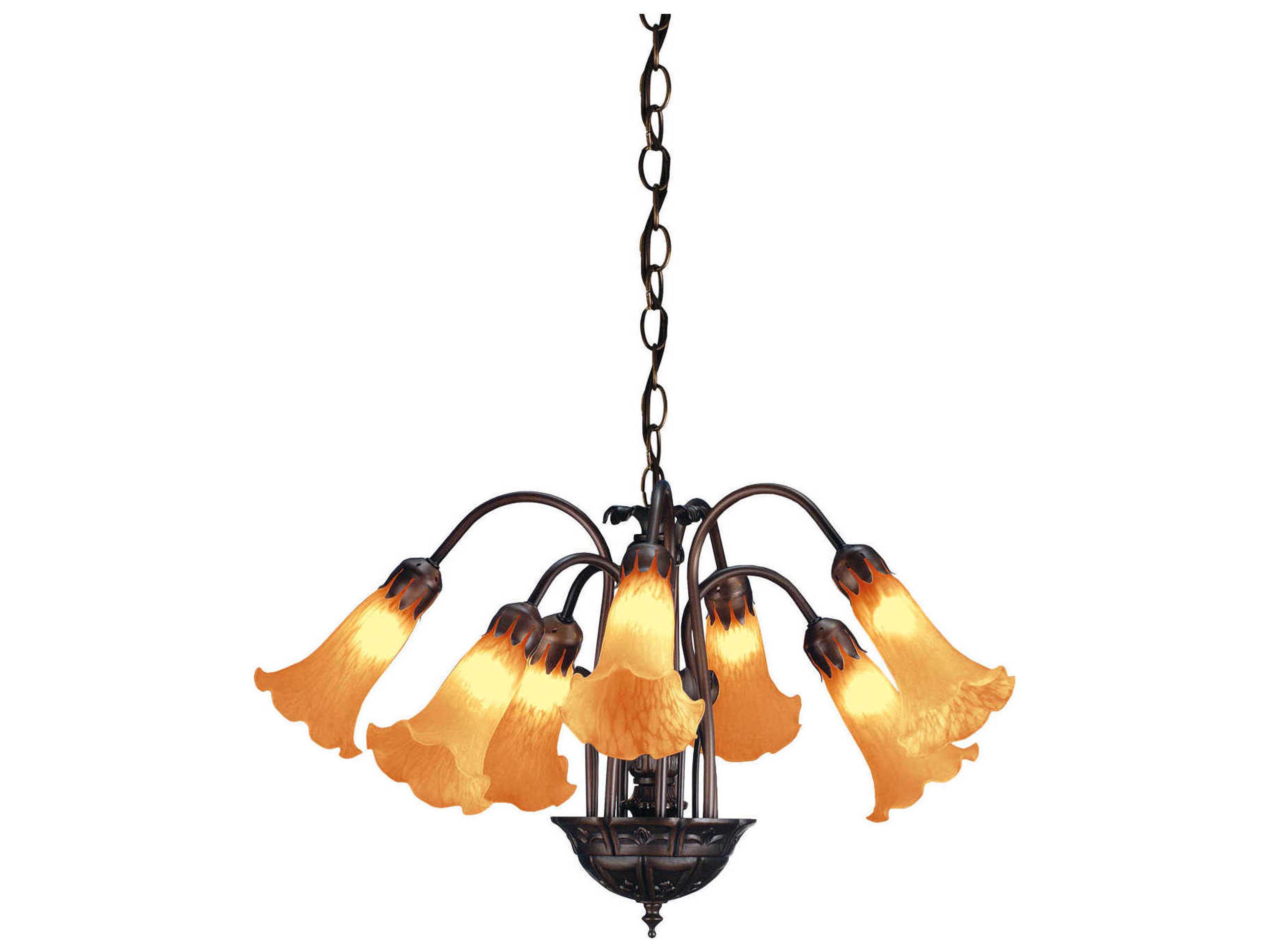 Meyda Amber Pond Lily 7-light 20" Mini-Chandelier