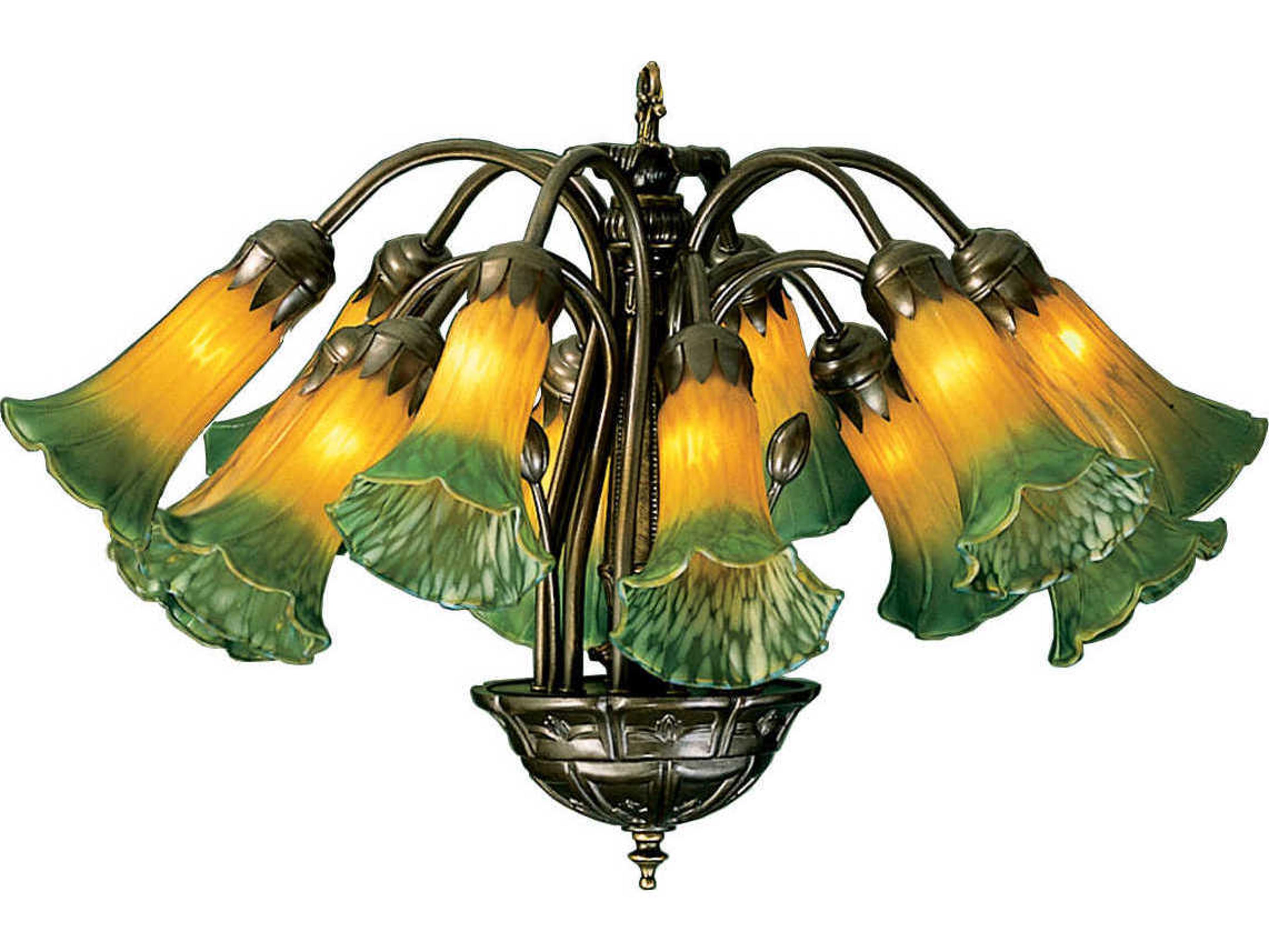 Meyda Floral 12-Light Bronze Tiffany Bell Candelabra Chandelier