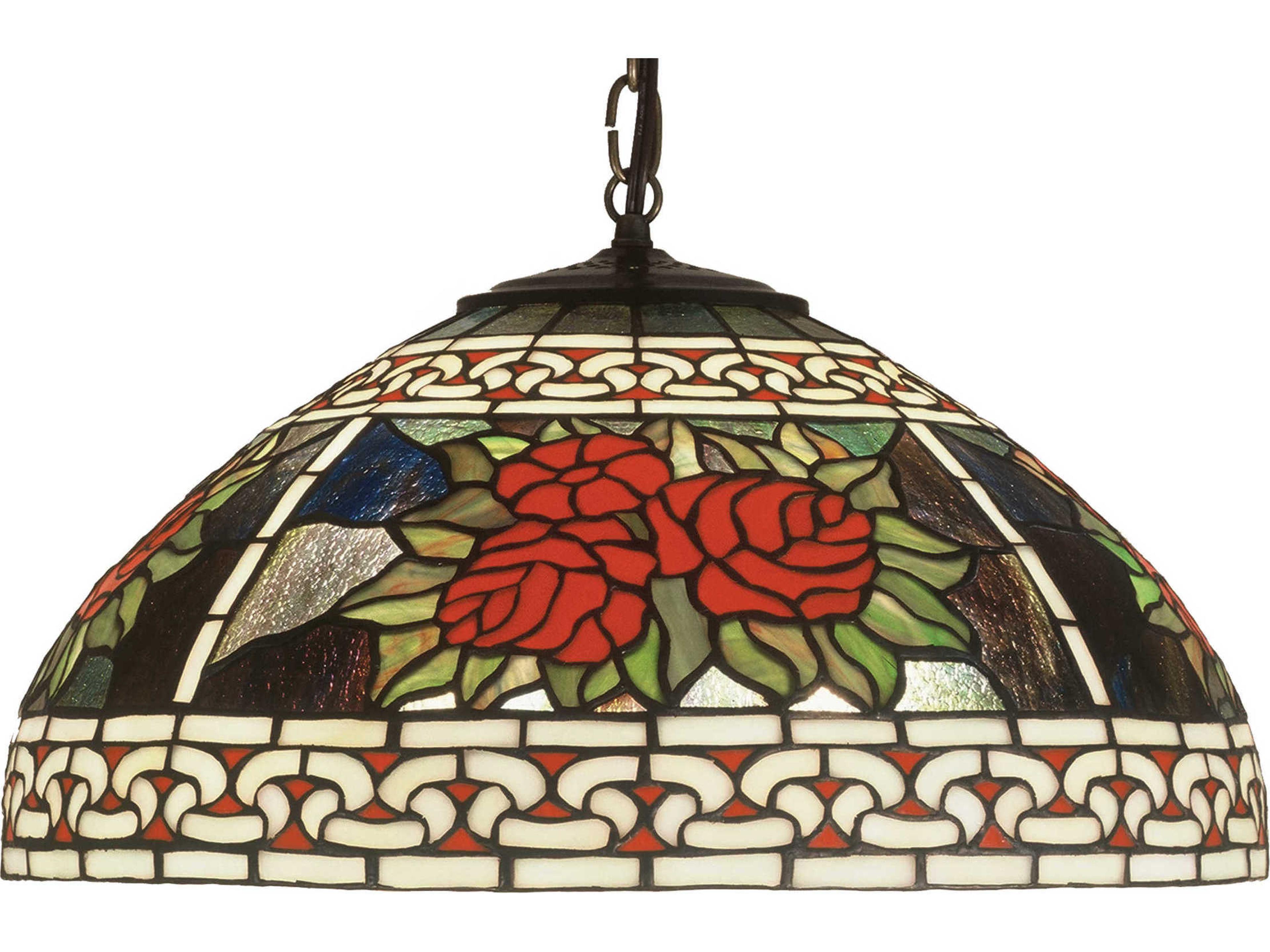 Meyda Floral 1-Light Bronze Tiffany Pendant