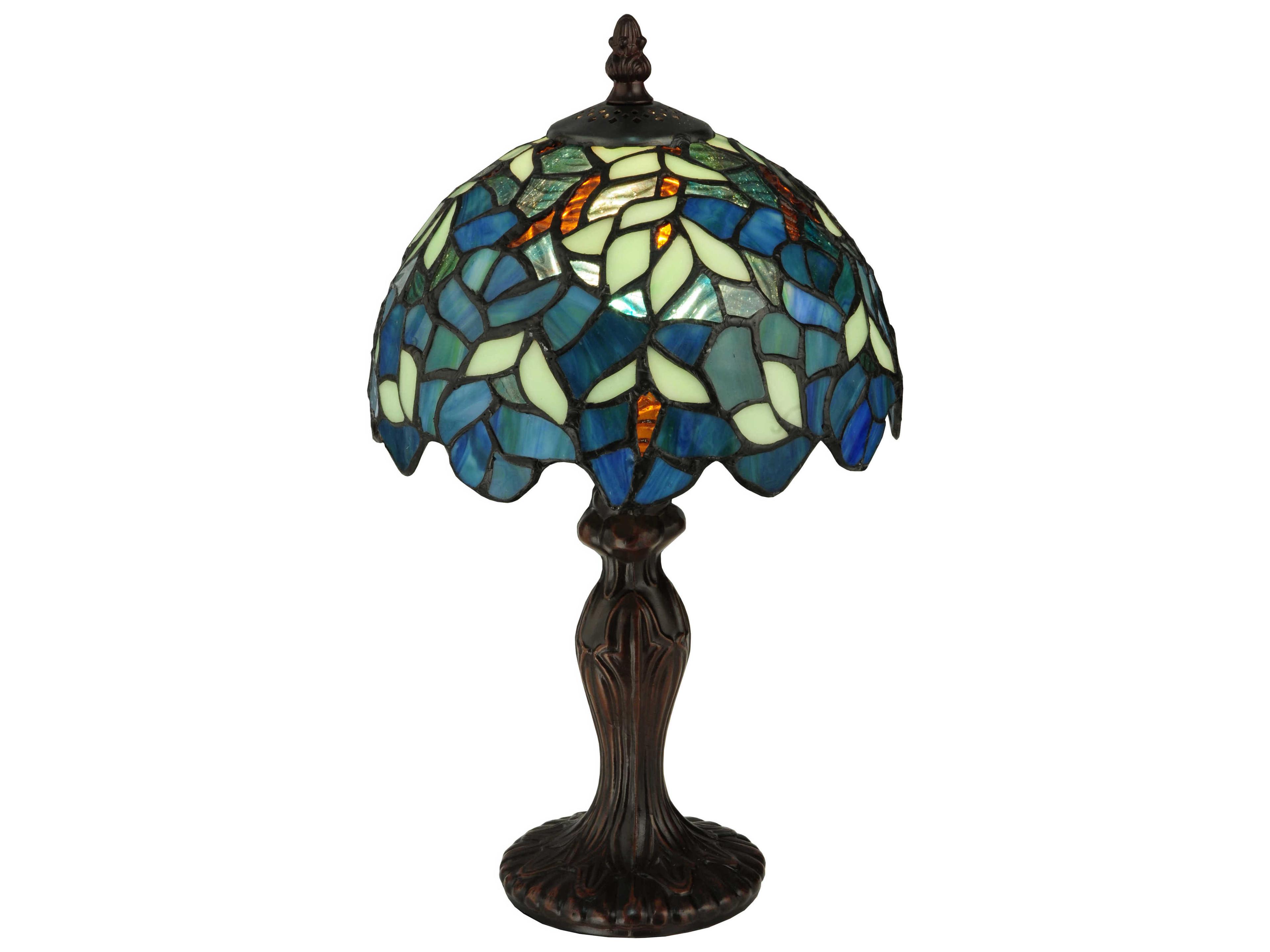 Meyda Nightfall Wisteria Mini Brown Tiffany Table Lamp