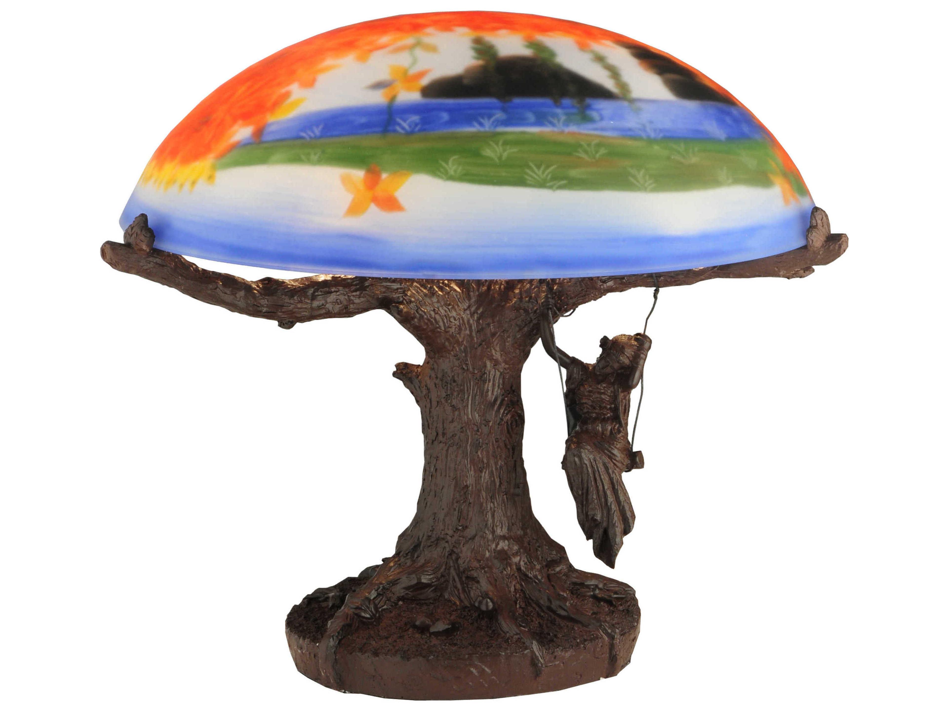Meyda Maxfield Parrish Reveries Reverse Painted Brown Table Lamp